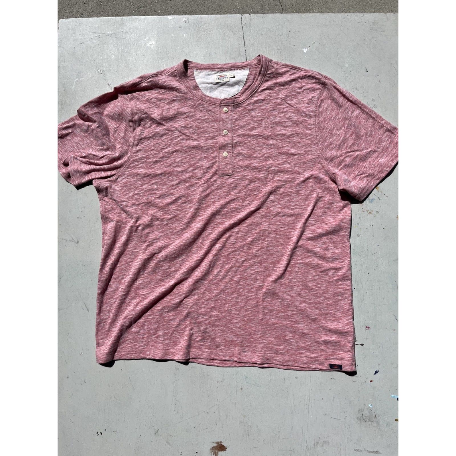Faherty Faherty T-Shirt Henley Pink Solid 2XL City Preppy Casual Beach Oversized Mens Shirt Size US XXL / EU 58 / 5 - 5 Thumbnail