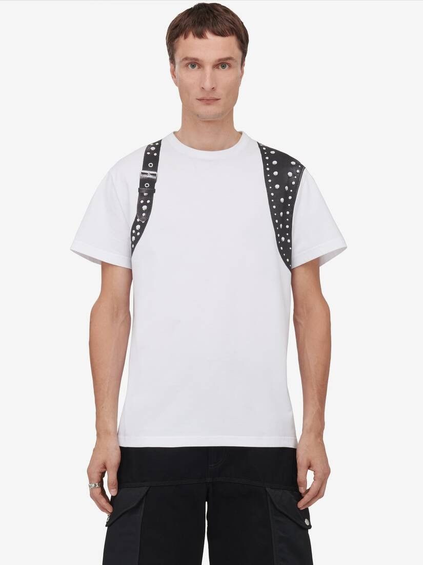 Alexander McQueen o1w1db10725 Studded Harness T-Shirt in White Size US M / EU 48-50 / 2 - 5 Thumbnail