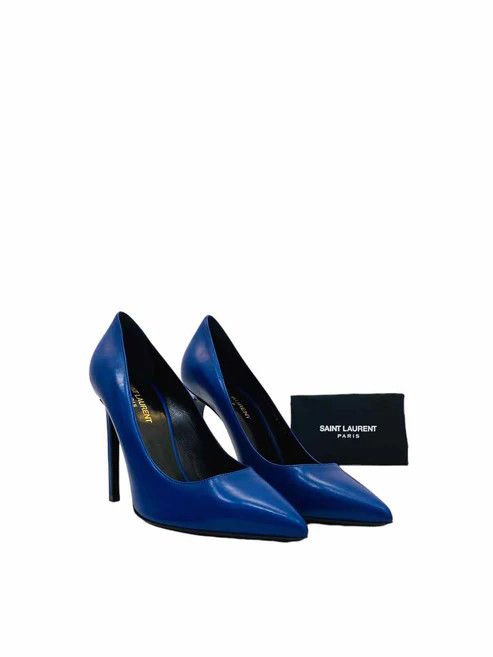 Saint Laurent Paris o1bcso1str1024 Instinct Pumps in Blue Size US 7 / IT 37 - 9 Thumbnail