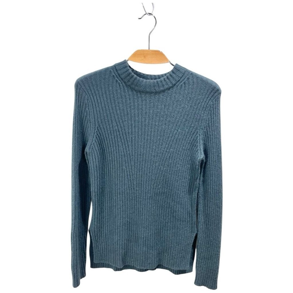 Vince Vince Dark Teal Cashmere Wool Ribbed Mock Neck Sweater S Size S / US 4 / IT 40 - 2 Thumbnail