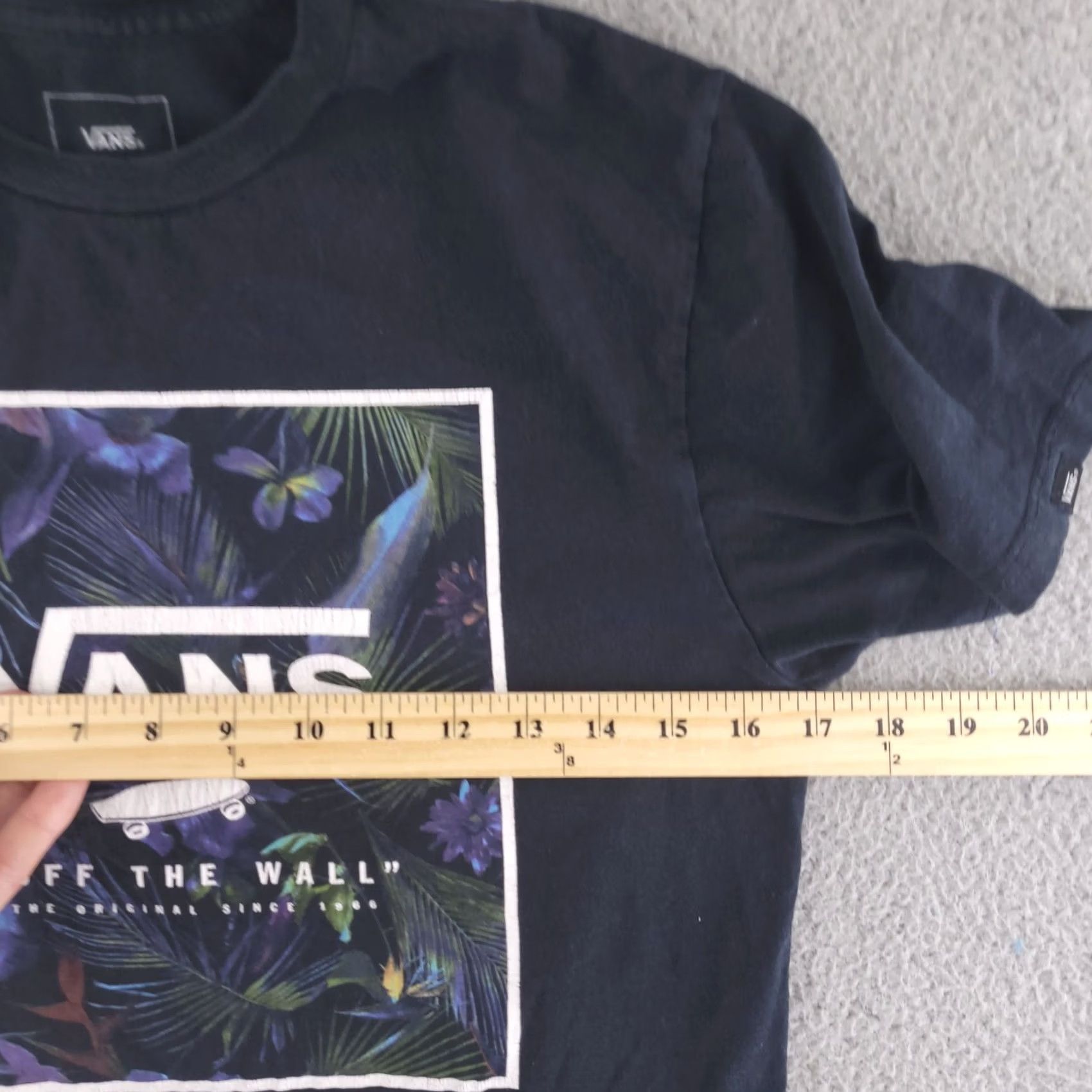 Vans VANS Shirt Mens Small Black Short Sleeve Floral Fern Box Logo Slim Size US S / EU 44-46 / 1 - 6 Thumbnail