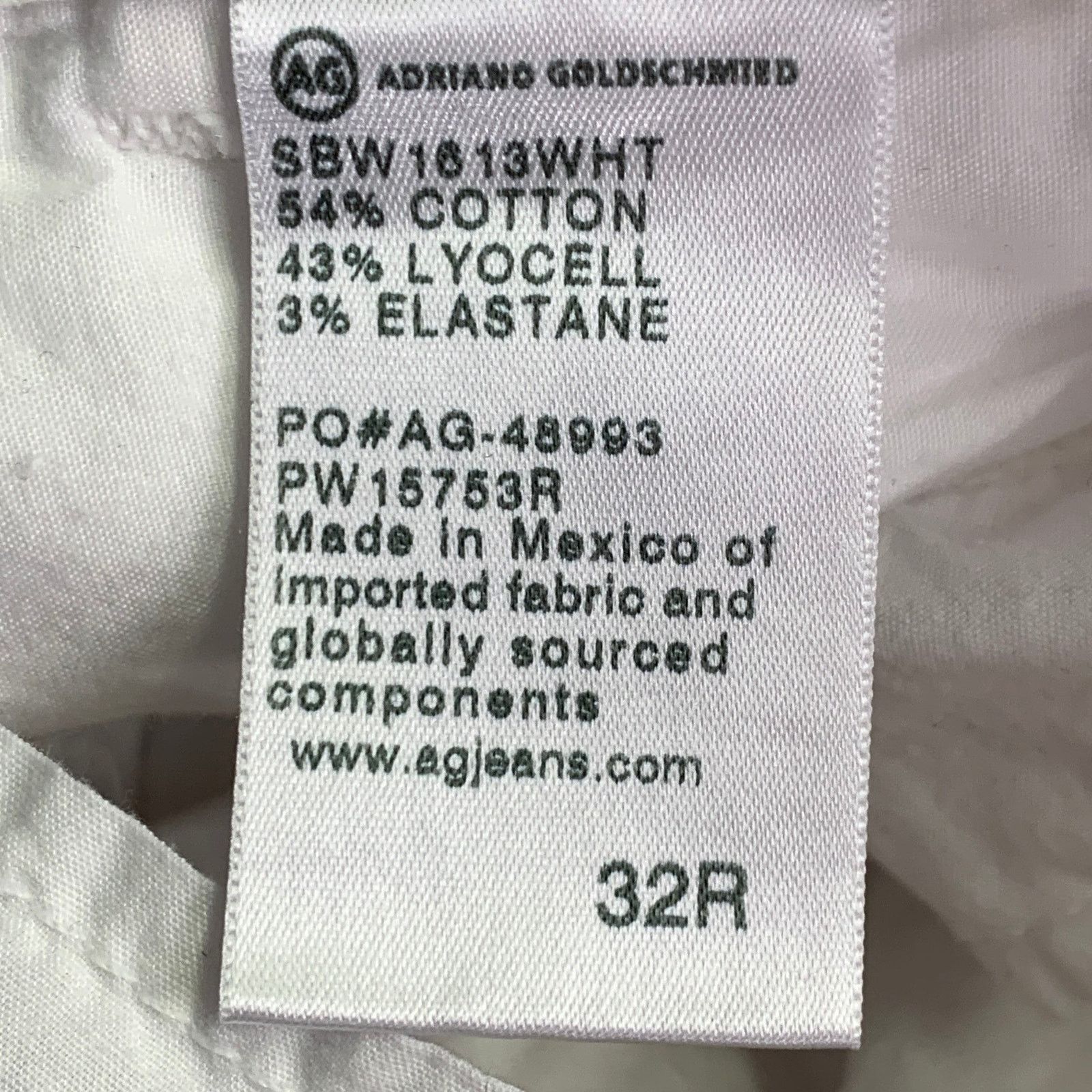 AG Adriano Goldschmied ADRIANO GOLDSCHMIED Size 32 Caden White Cotton Blend Jeans Size 32" / US 10 / IT 46 - 9 Thumbnail