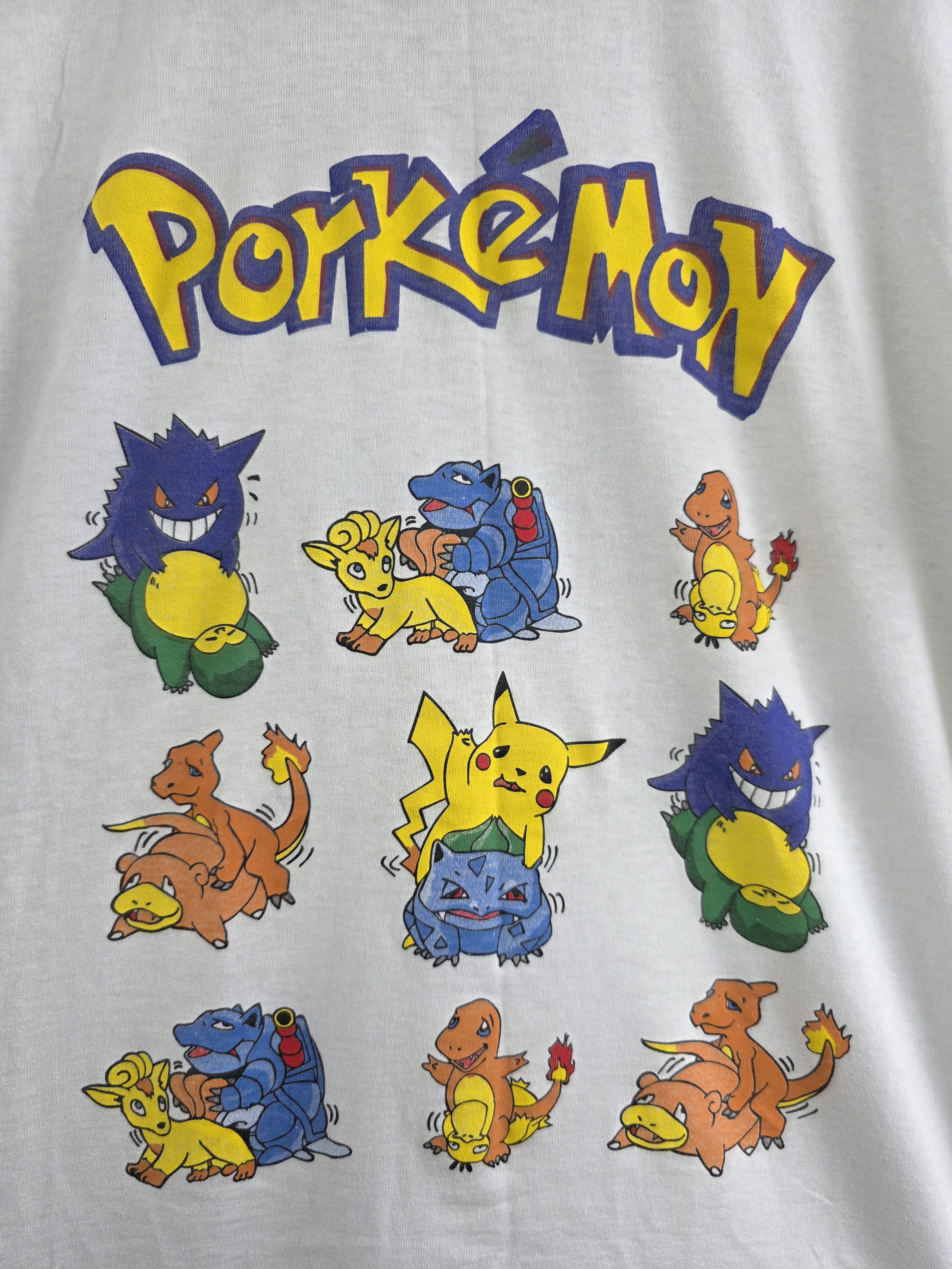 Anime 90s Pokémon Porkémon Anime Tee L 22" 28.5" Size US L / EU 52-54 / 3 - 4 Thumbnail