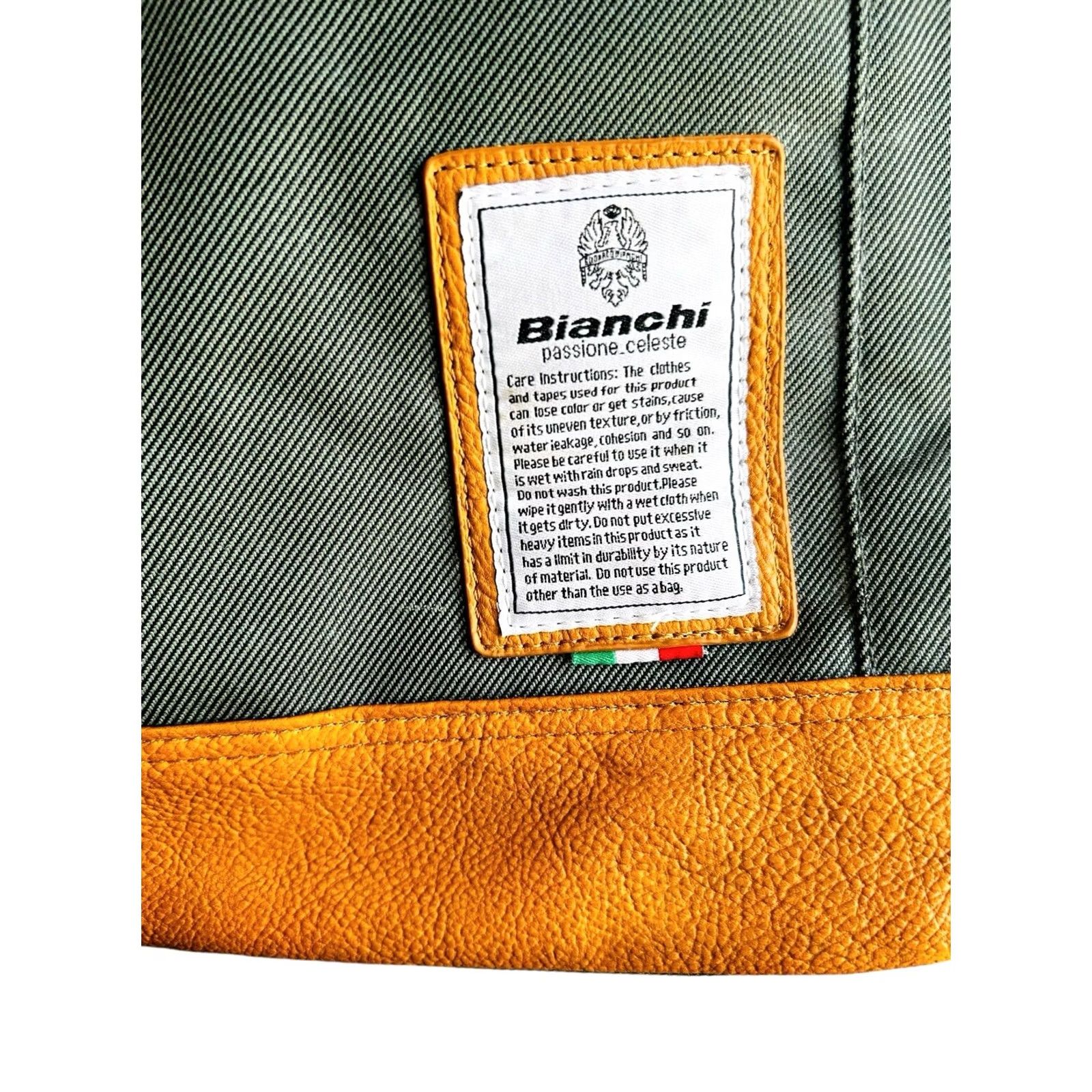 Vintage VINTAGE? No. Bianchi Tote Canvas Travel Weekend Bag Green Brown Shoulder Handbag Green Brown Zip Inner Pockets 20in 12in 6in Women Adults Size ONE SIZE - 4 Thumbnail