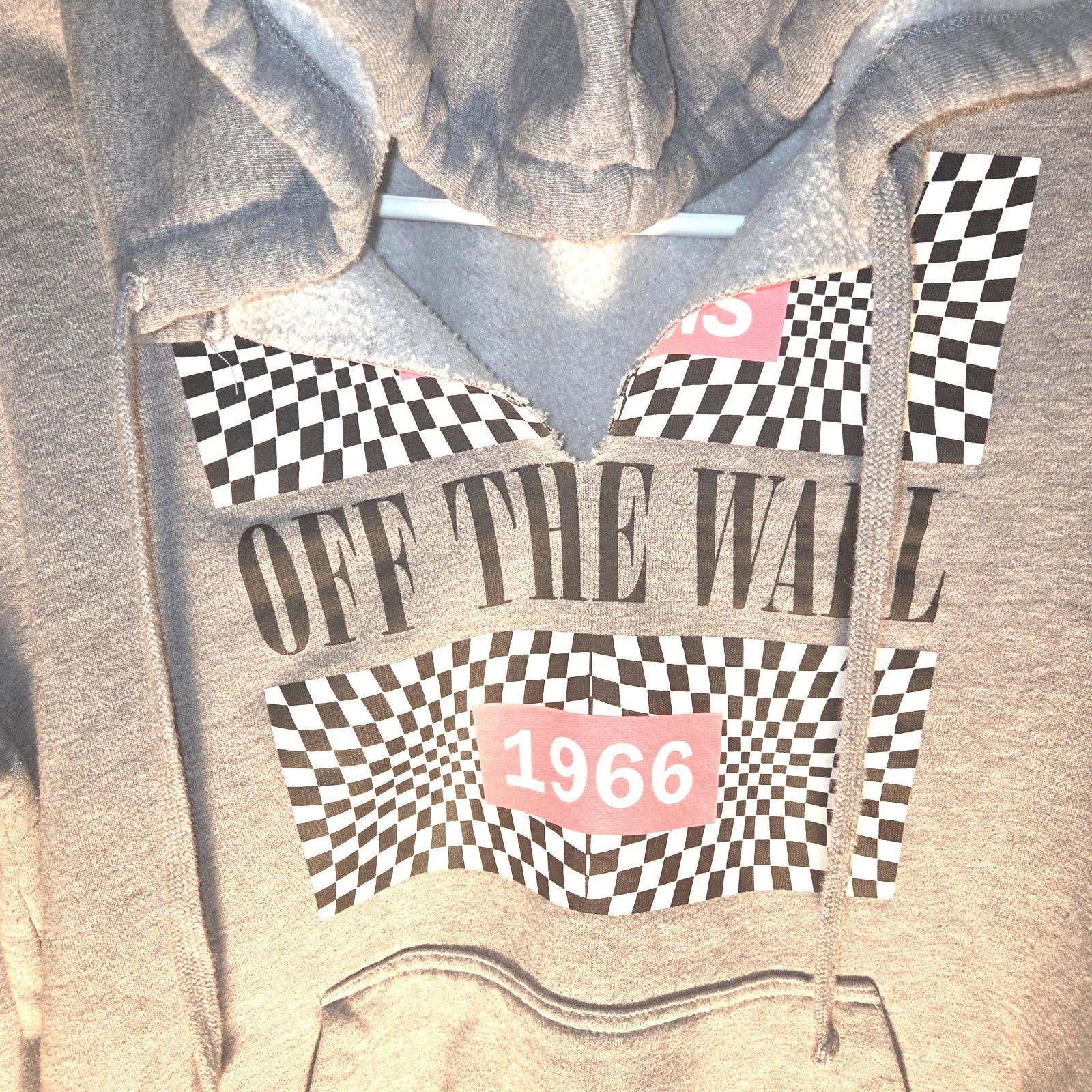 Vans Vans Off The Wall Grey V Neck Women's Hoodie - Small Size S / US 4 / IT 40 - 4 Thumbnail