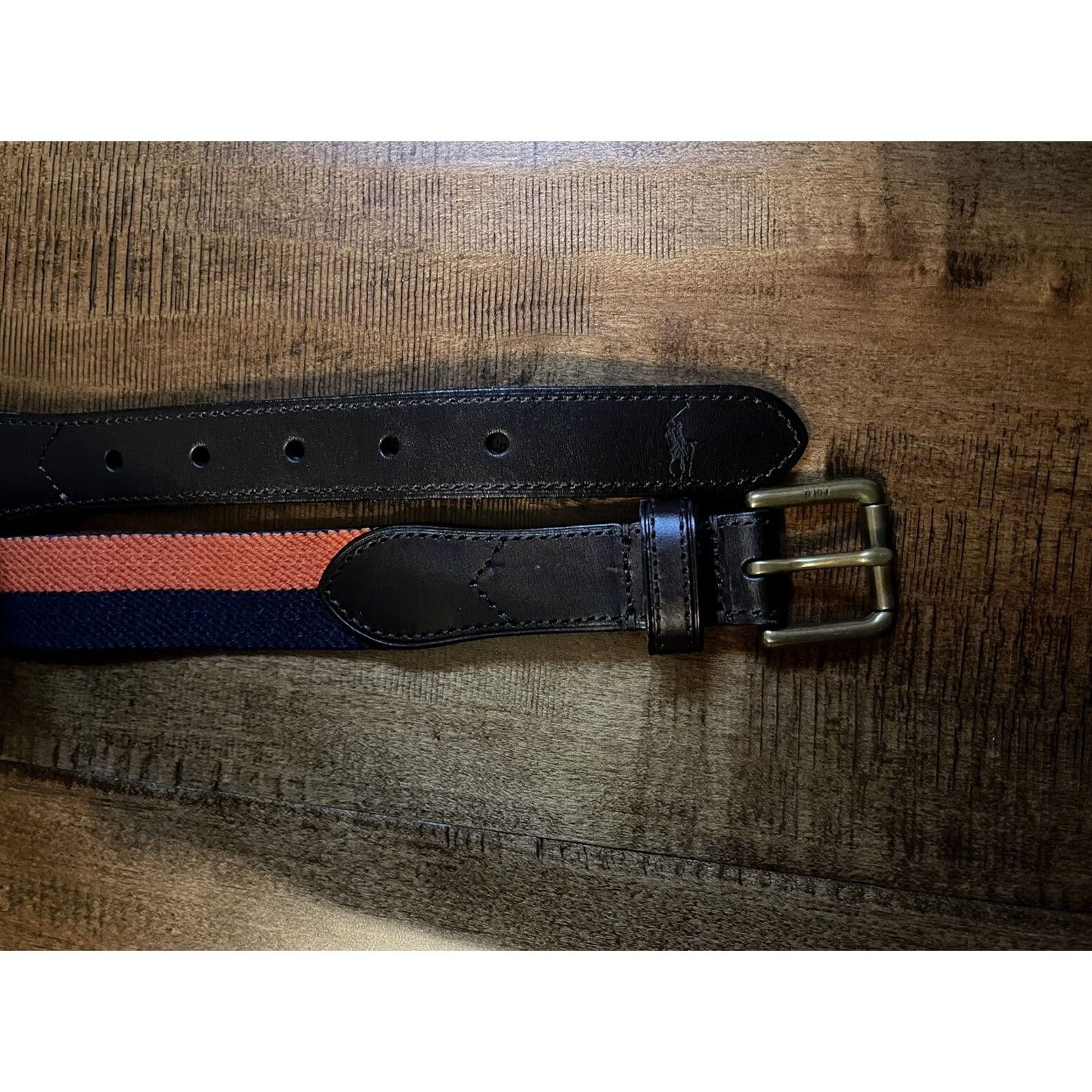 Polo Ralph Lauren Polo Ralph Lauren Golf Belt - Men's 36/90 - Orange Navy Grosgrain Stretch Preppy Leather Trim Size US M / EU 48-50 / 2 - 7 Thumbnail