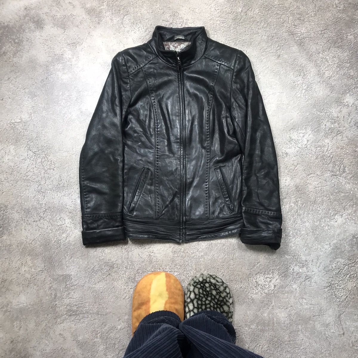 Genuine Leather Vintage Y2K Black Leather Jacket Streetwear Skate Bleached M Size M / US 6-8 / IT 42-44 - 1 Thumbnail
