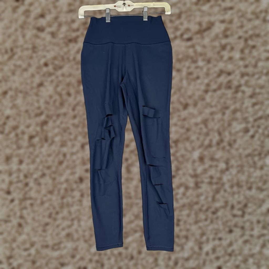 Alo Alo Yoga Leggings Womens XS Blue High Rise Ankle Slit Cutout Pants Athletic Yoga Size 26" / US 2 / IT 38 - 1 Thumbnail