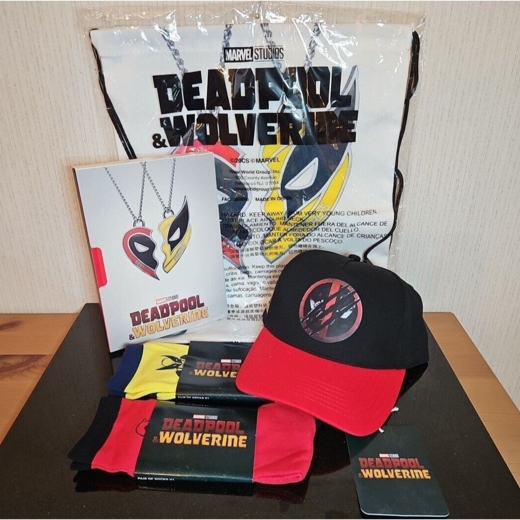 Marvel Comics Deadpool Wolverine BFF Hat Sling Bag Socks Notebook Gift Bun Size ONE SIZE - 1 Thumbnail