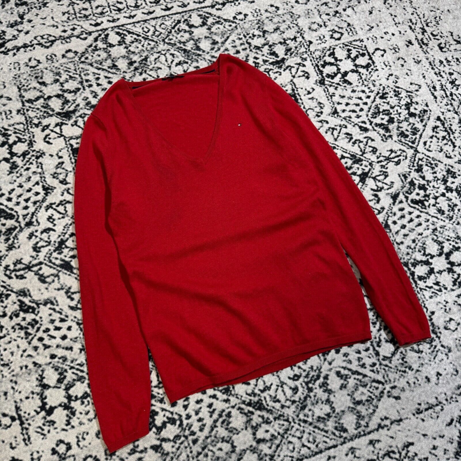 Tommy Hilfiger × Vintage Vintage Tommy Hilfiger Unisex Red Cotton Sweater Size XL Size US XL / EU 56 / 4 - 3 Thumbnail
