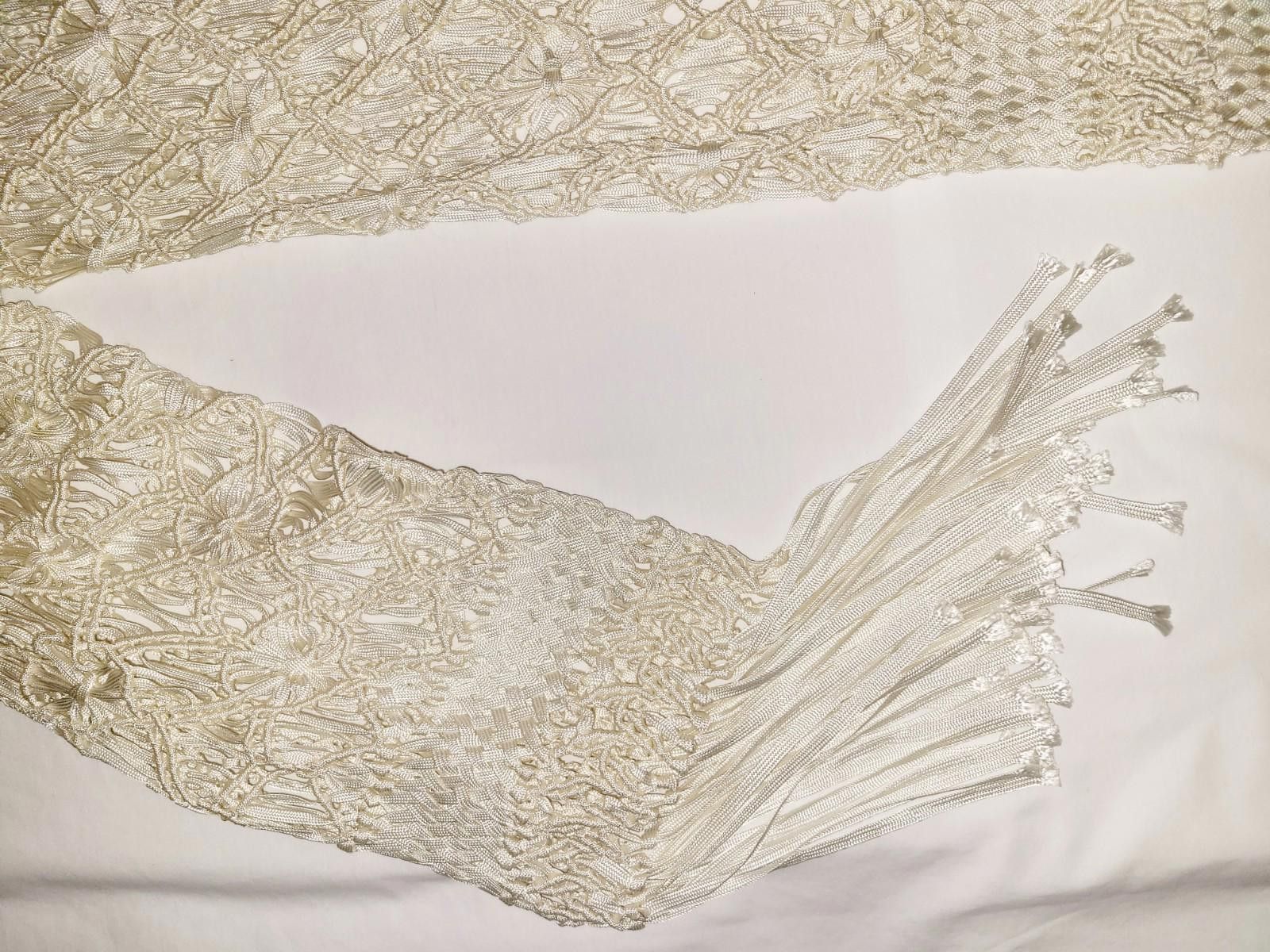 Designer Von Saken macrame cream long sleeve dress size LG Size L / US 10 / IT 46 - 6 Thumbnail