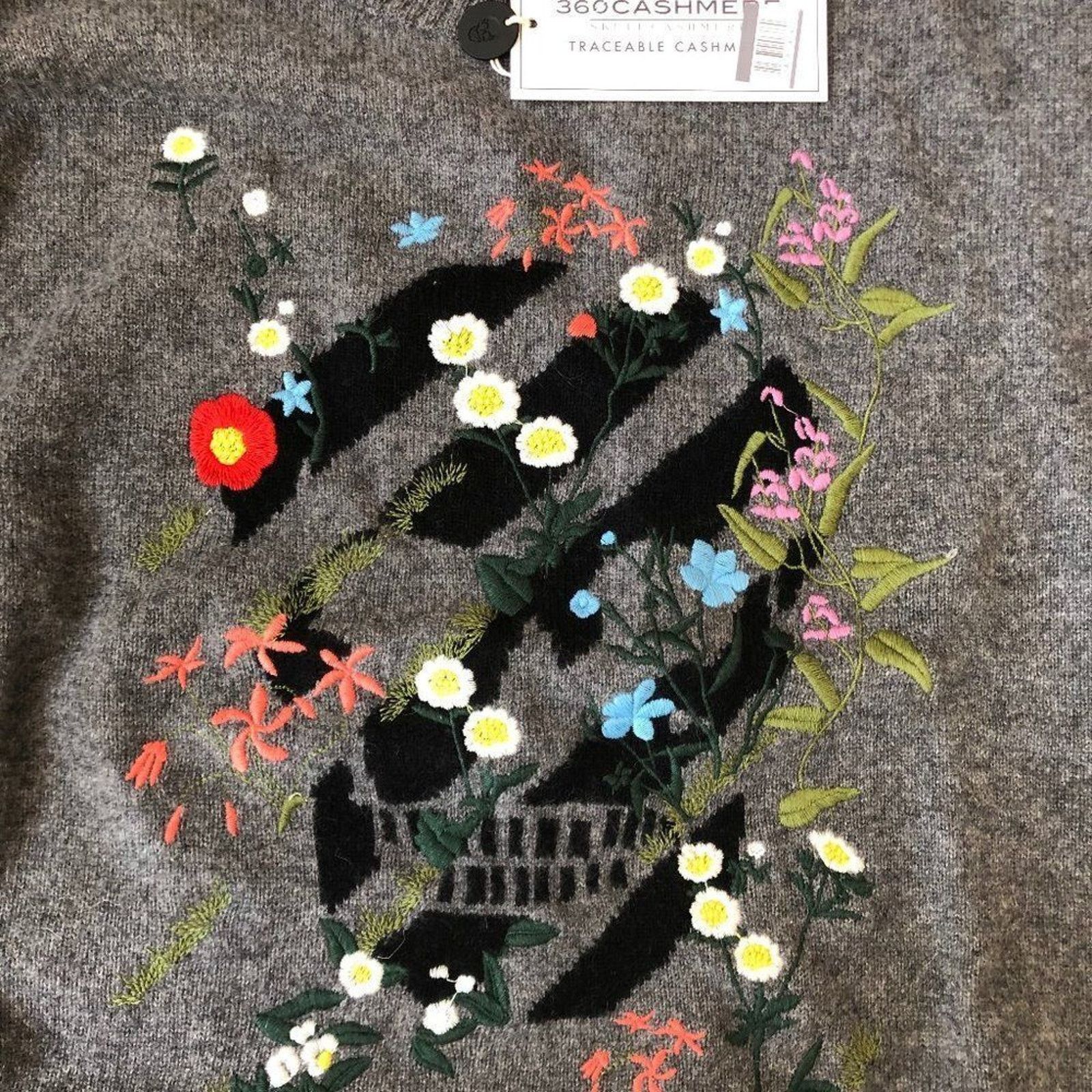 360Cashmere Aji Floral Skull Print Cashmere Sweater from 360 Cashmere Size XS / US 0-2 / IT 36-38 - 2 Thumbnail