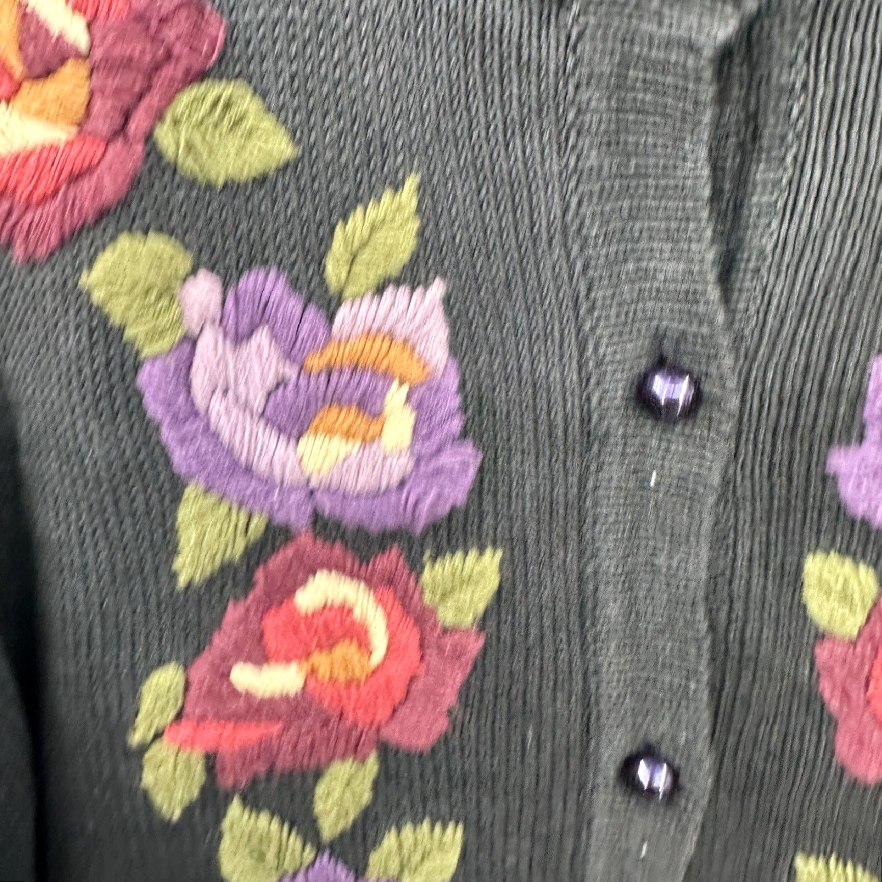 Orvis Orvis Vintage Cardigan Sweater - Womens Small Knit Floral Embroidered Black Crew Neck Vintage 80s 90s Boho Knitwear S Size S / US 4 / IT 40 - 6 Thumbnail