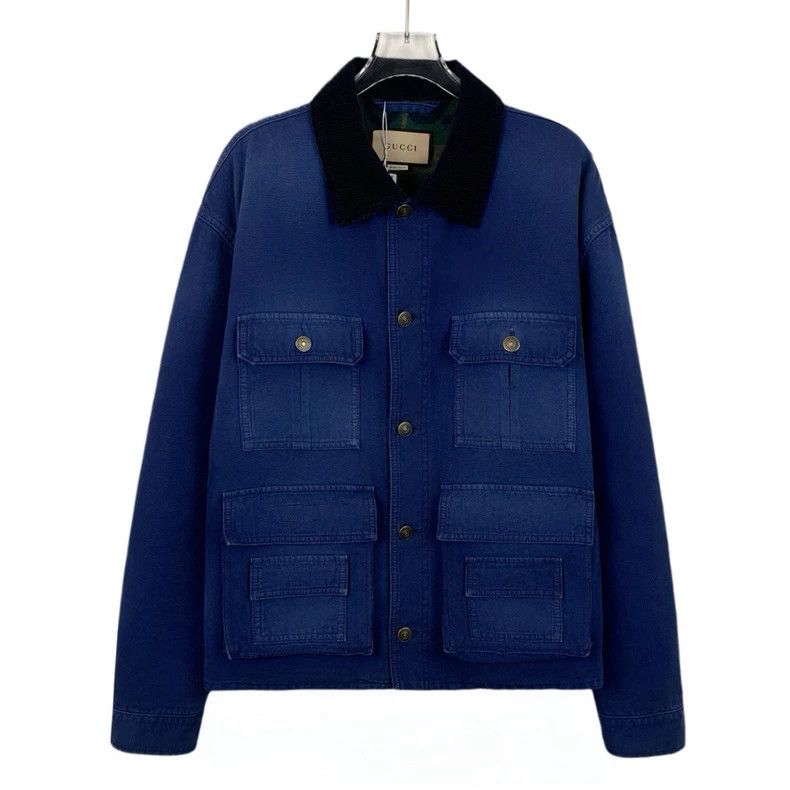 Gucci Gucci Dark blue inner old flower multi-pocket cotton lapel Size US M / EU 48-50 / 2 - 1 Thumbnail