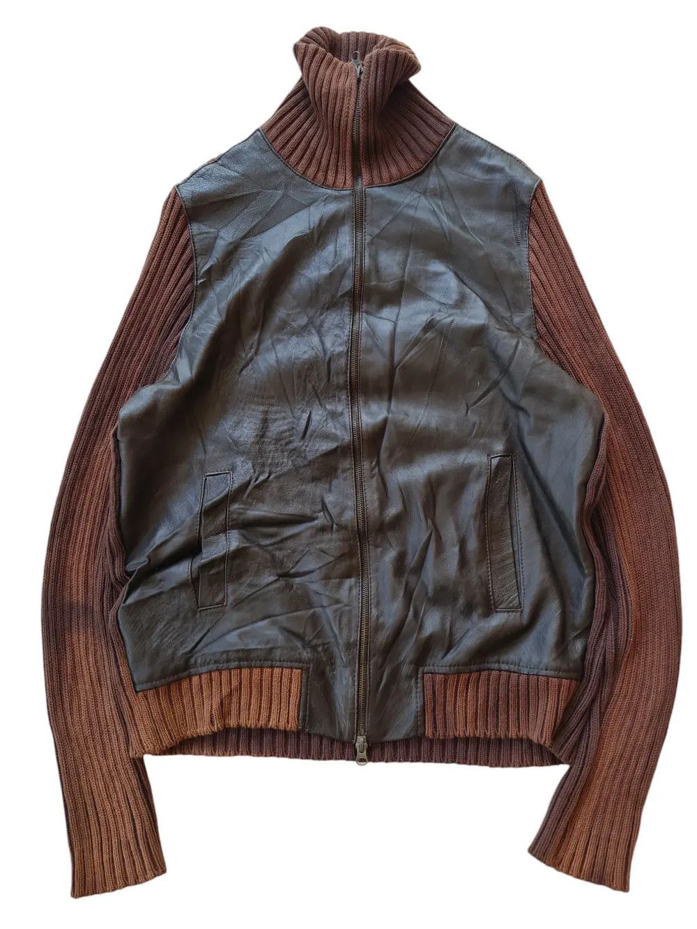 Zara Vtg Y2k Zara Man Leather Jacket Sweater Size US M / EU 48-50 / 2 - 2 Thumbnail