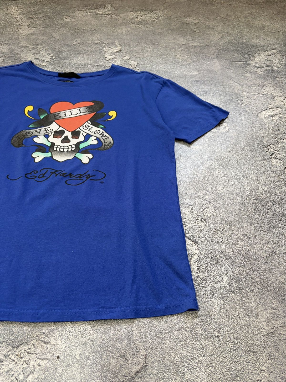 Ed Hardy Ed Hardy Love Kills Slowly Skull T-Shirt Blue XL Y2K Size US XL / EU 56 / 4 - 6 Thumbnail