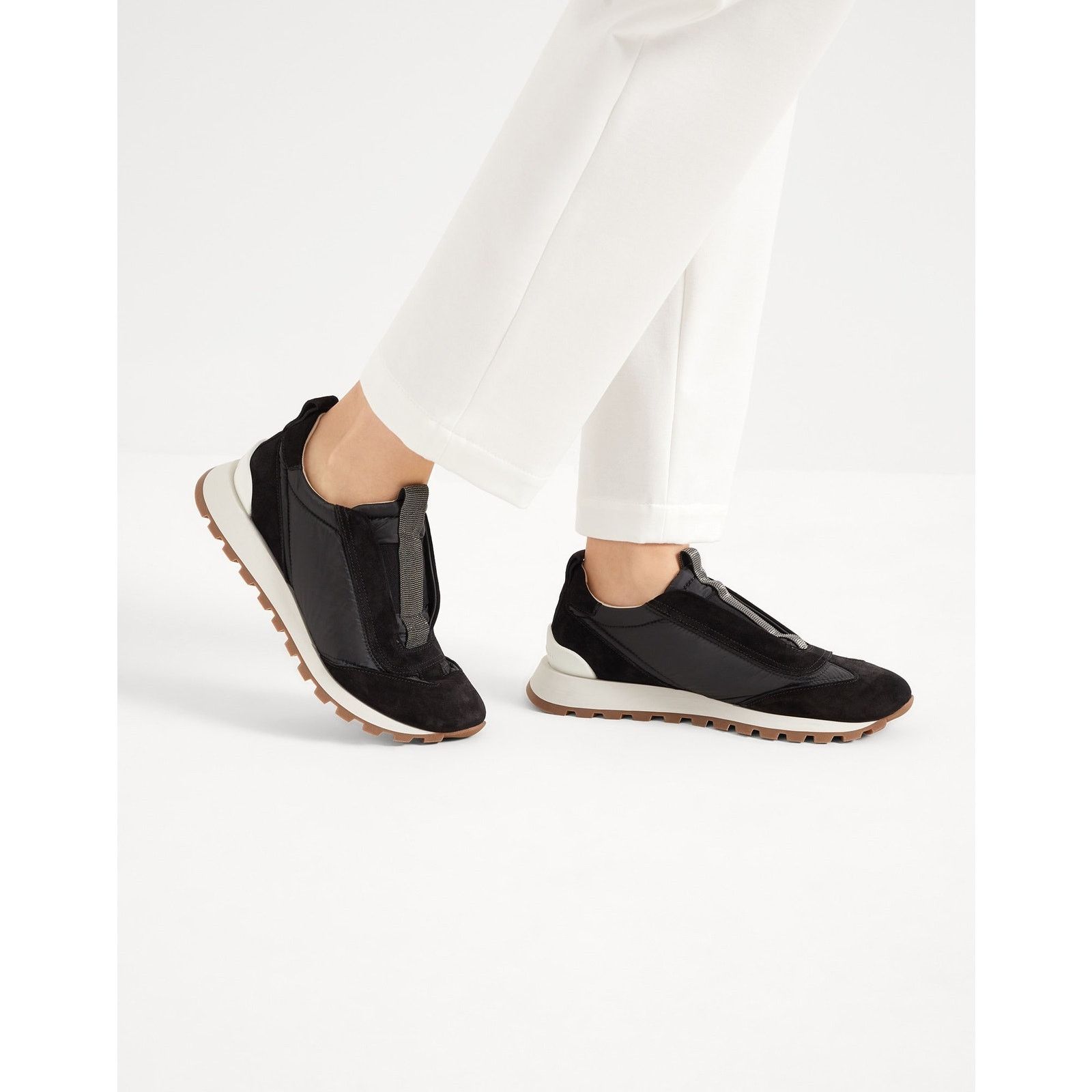 Brunello Cucinelli Brunello Cucinelli monili Suede Fabric sneakers Black 36 Size US 6 / IT 36 - 9 Thumbnail