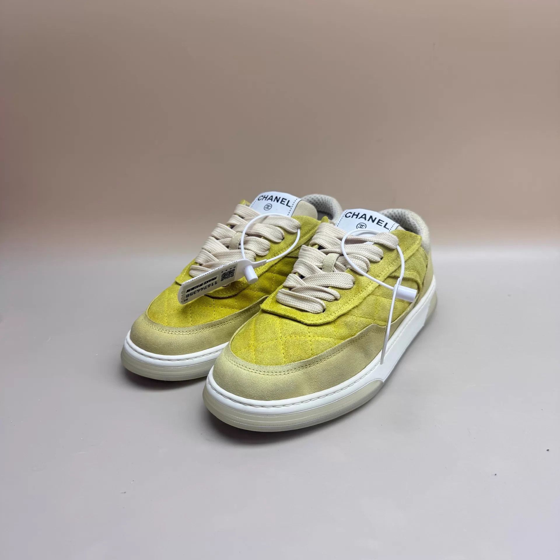 Chanel CHANEL Yellow Quilted CC Sneakers 36.5 99 New Size US 6 / IT 36 - 1 Thumbnail