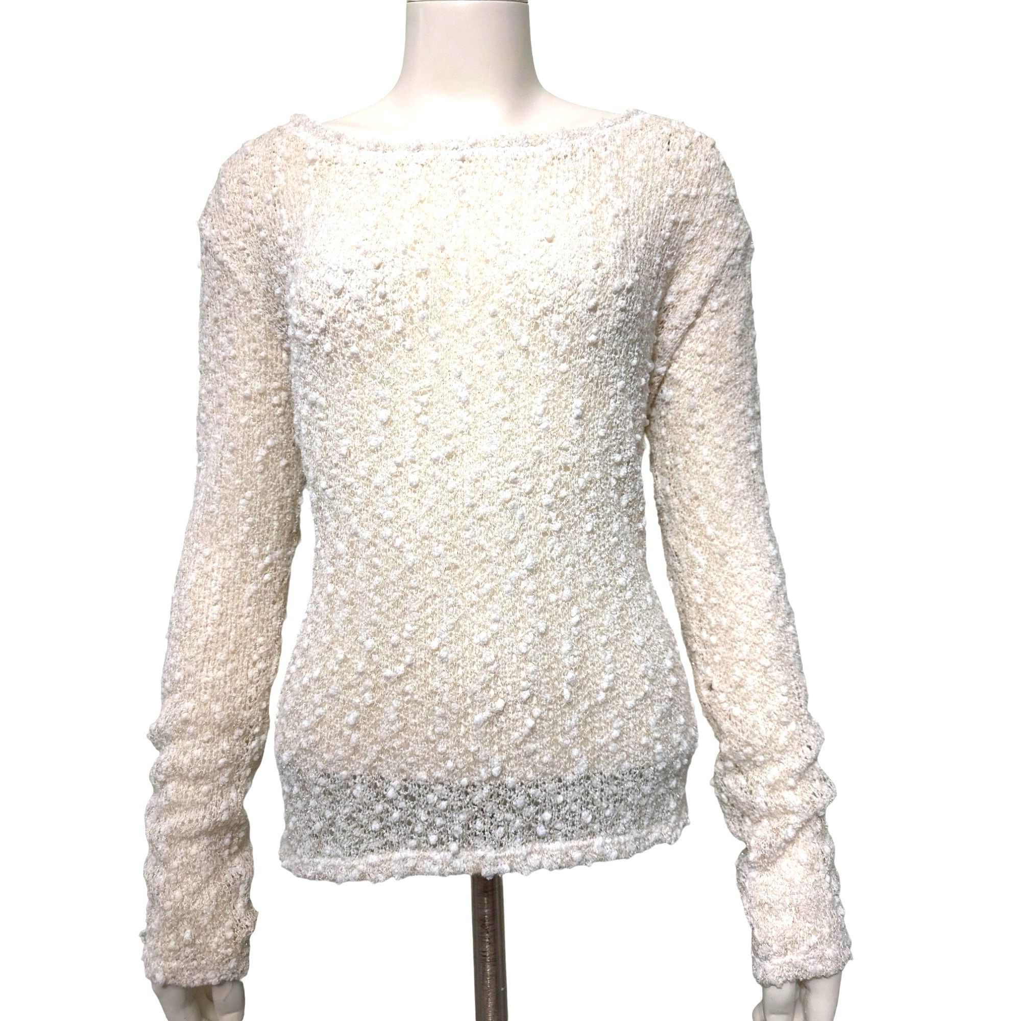 Aeropostale Aeropostale Sexy Sheer Sparkly Cream Cardigan Sweater Size M Size M / US 6-8 / IT 42-44 - 1 Thumbnail
