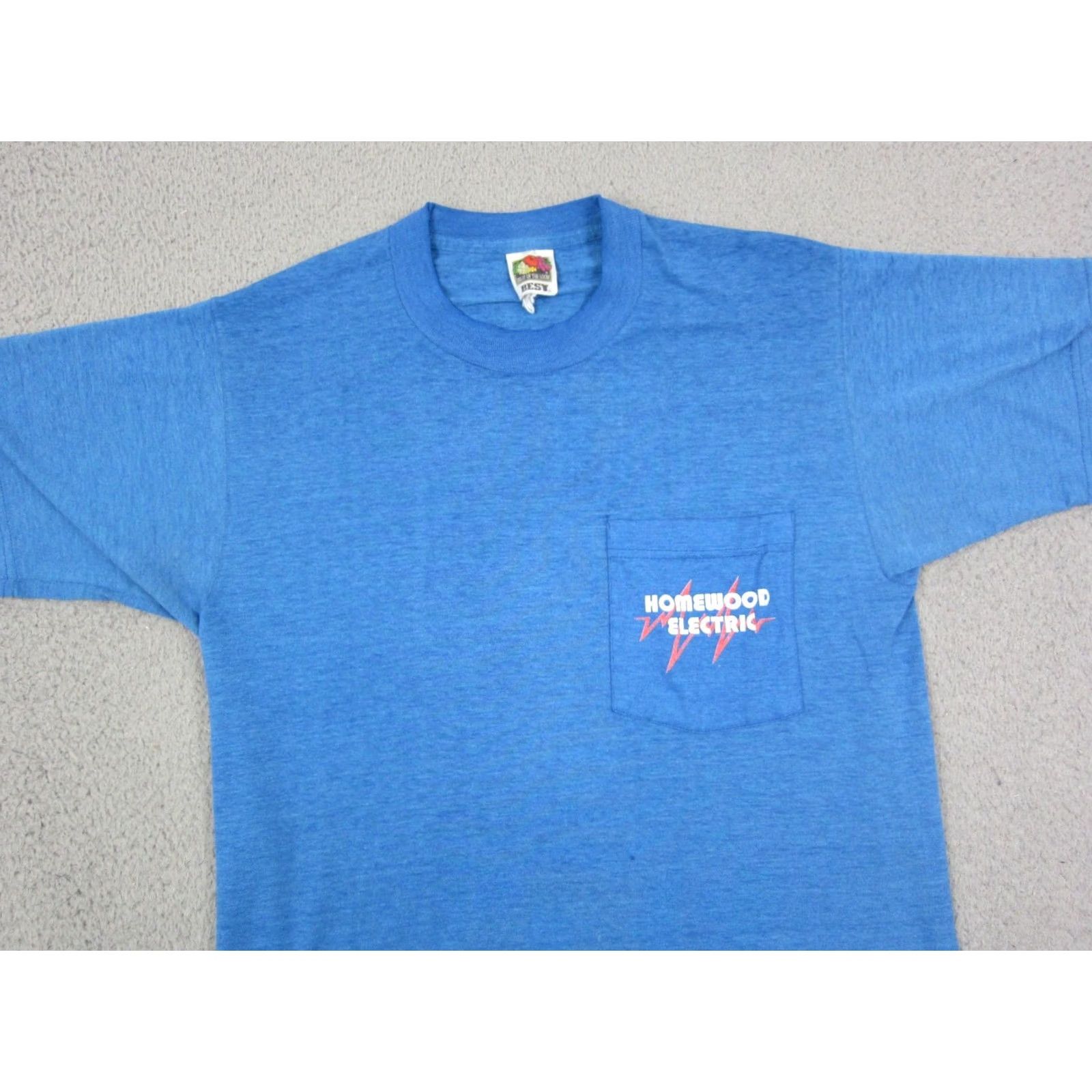 Fruit Of The Loom VINTAGE Fruit of the Loom Shirt Mens Medium Blue Pocket Electrician Electric 90s Size US M / EU 48-50 / 2 - 2 Thumbnail