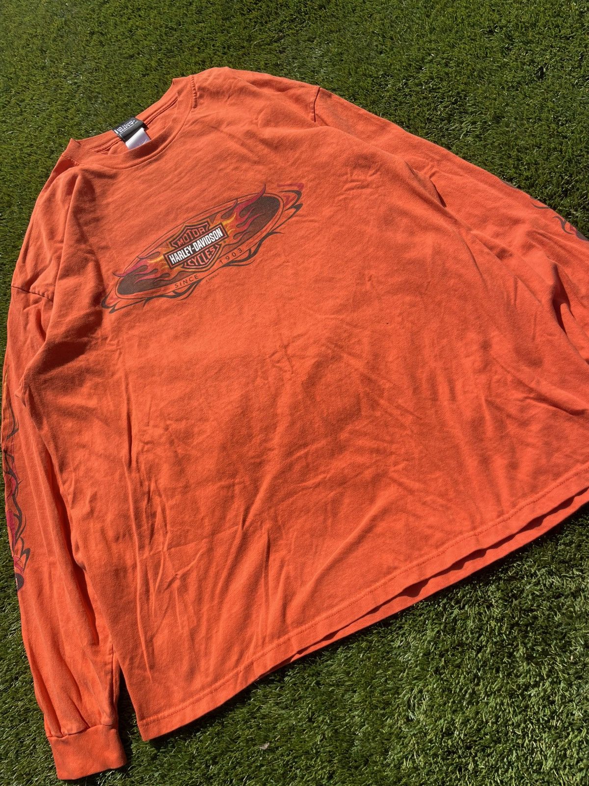 Harley Davidson Y2K HARLEY DAVIDSON FLAME SLEEVE TEE Size US XXL / EU 58 / 5 - 2 Thumbnail