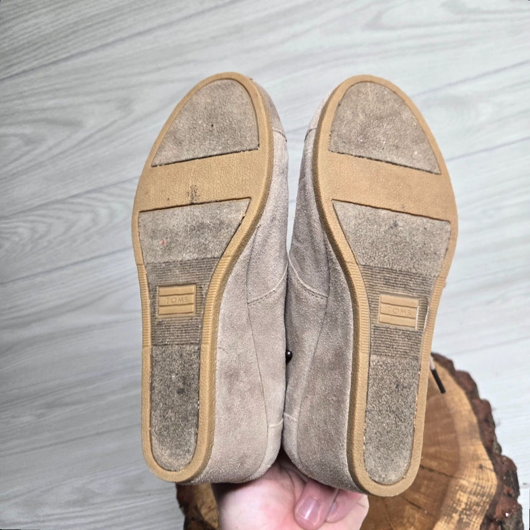 Toms TOMS Boots Womens 7.5 Desert Bootie Wedge Brown Suede Lace Up Ankle Top 300115 Size M / US 6-8 / IT 42-44 - 6 Thumbnail