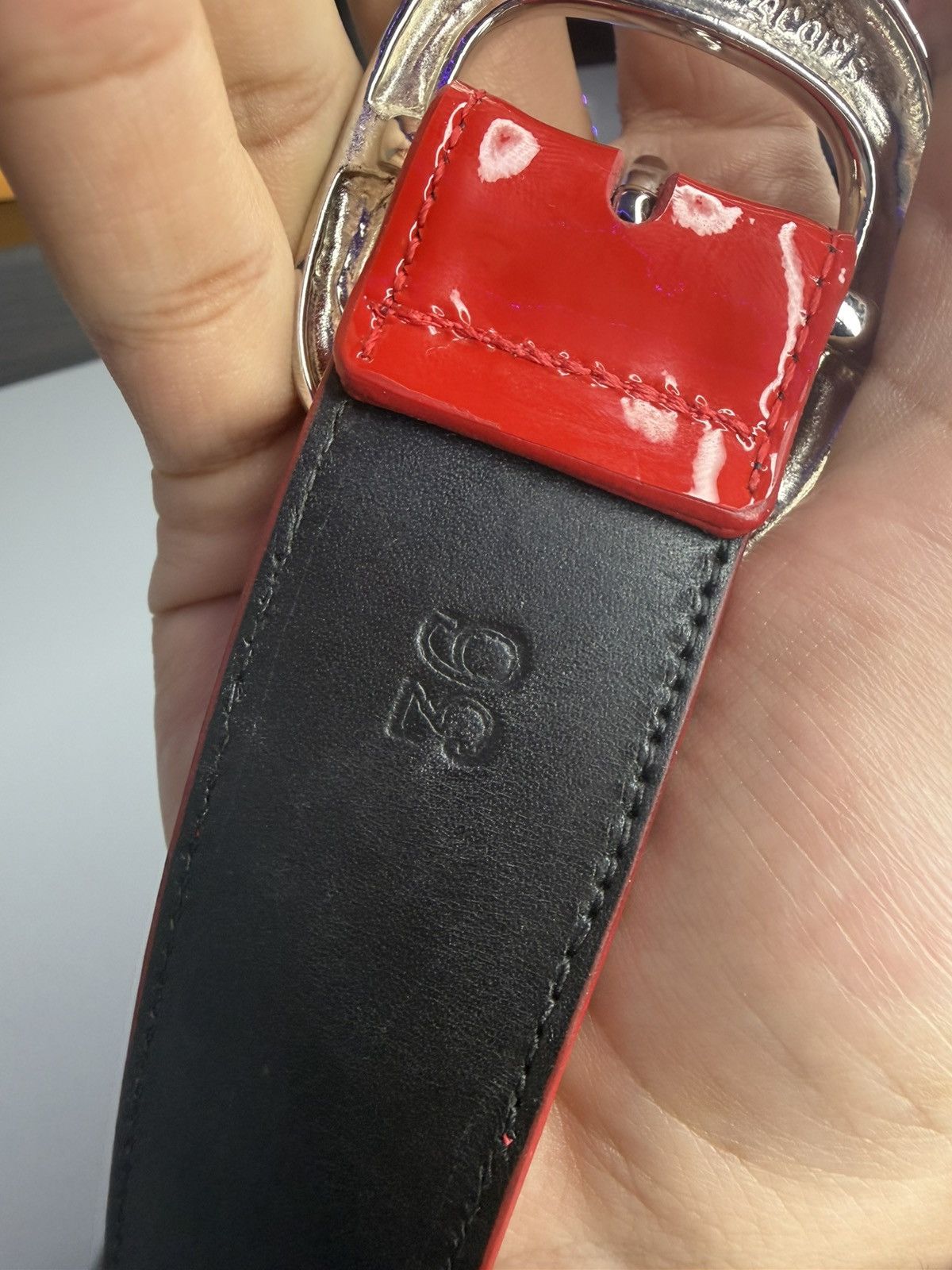 Chrome Hearts Chrome Hearts Patent Red Studded Gunslinger Belt Size 36 - 9 Thumbnail