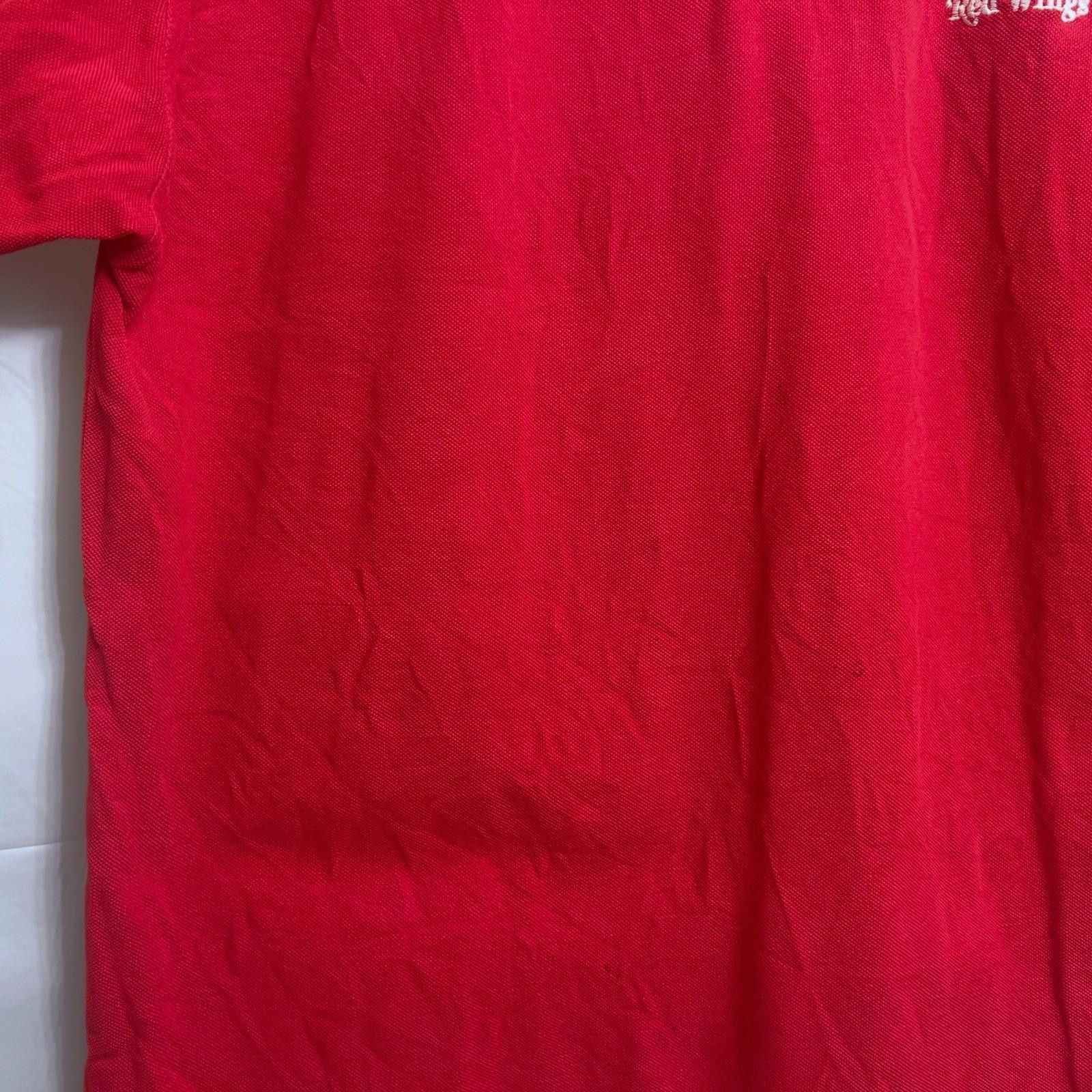 Designer Vtg Lee Sport Detroit Red Wings Polo Shirt Men's Medium Red Size ONE SIZE - 4 Thumbnail