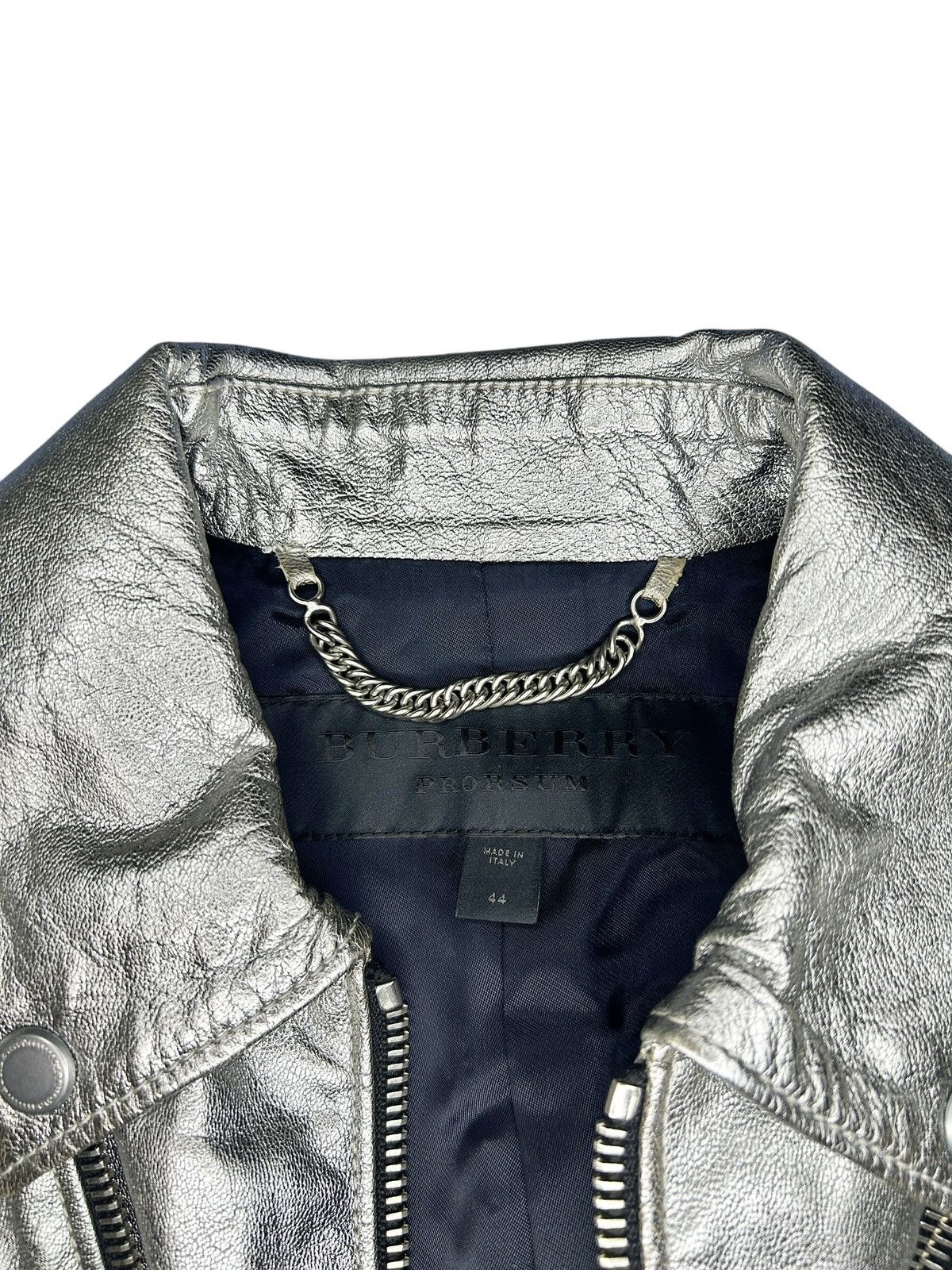 Burberry Prorsum S/S 11 Silver Quilted Moto Jacket Size M / US 6-8 / IT 42-44 - 5 Thumbnail