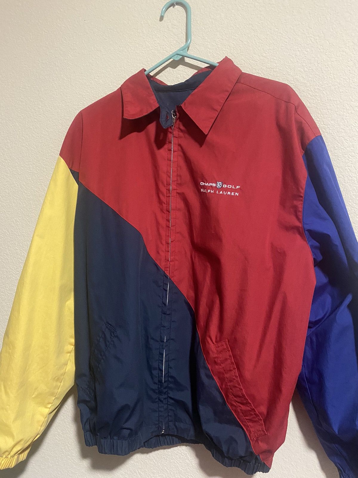 Vintage 90s Chaps Ralph Lauren Red Zip Harrington Jacket Size Large 