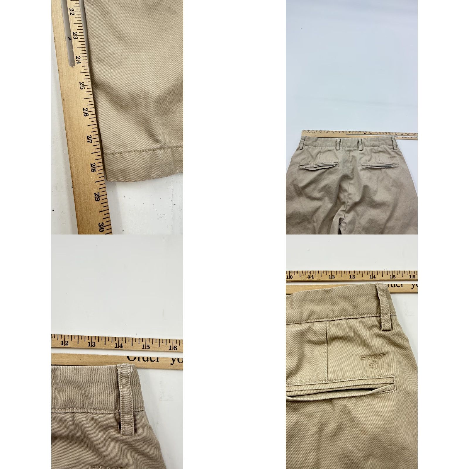 Gant GANT Chino Pants Men's 30x34 Khaki Soho Low Waist Narrow Fit Cotton Casual Slim Front Zip Pockets Logo Beige 30 34 Mens Size US 30 / EU 46 - 8 Thumbnail