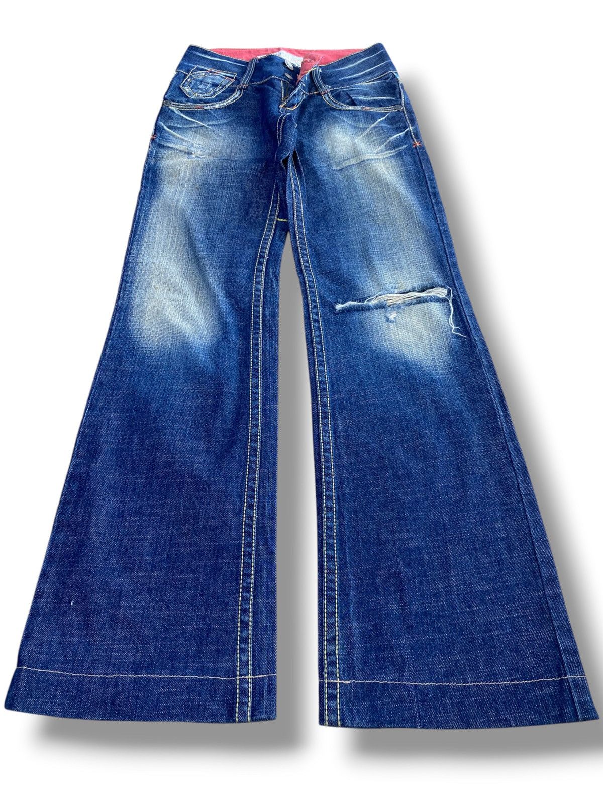 Japanese Brand Red Peppers Brand Ripped Back Embroidery Style Flare Jeans Size US 28 / EU 44 - 1 Thumbnail