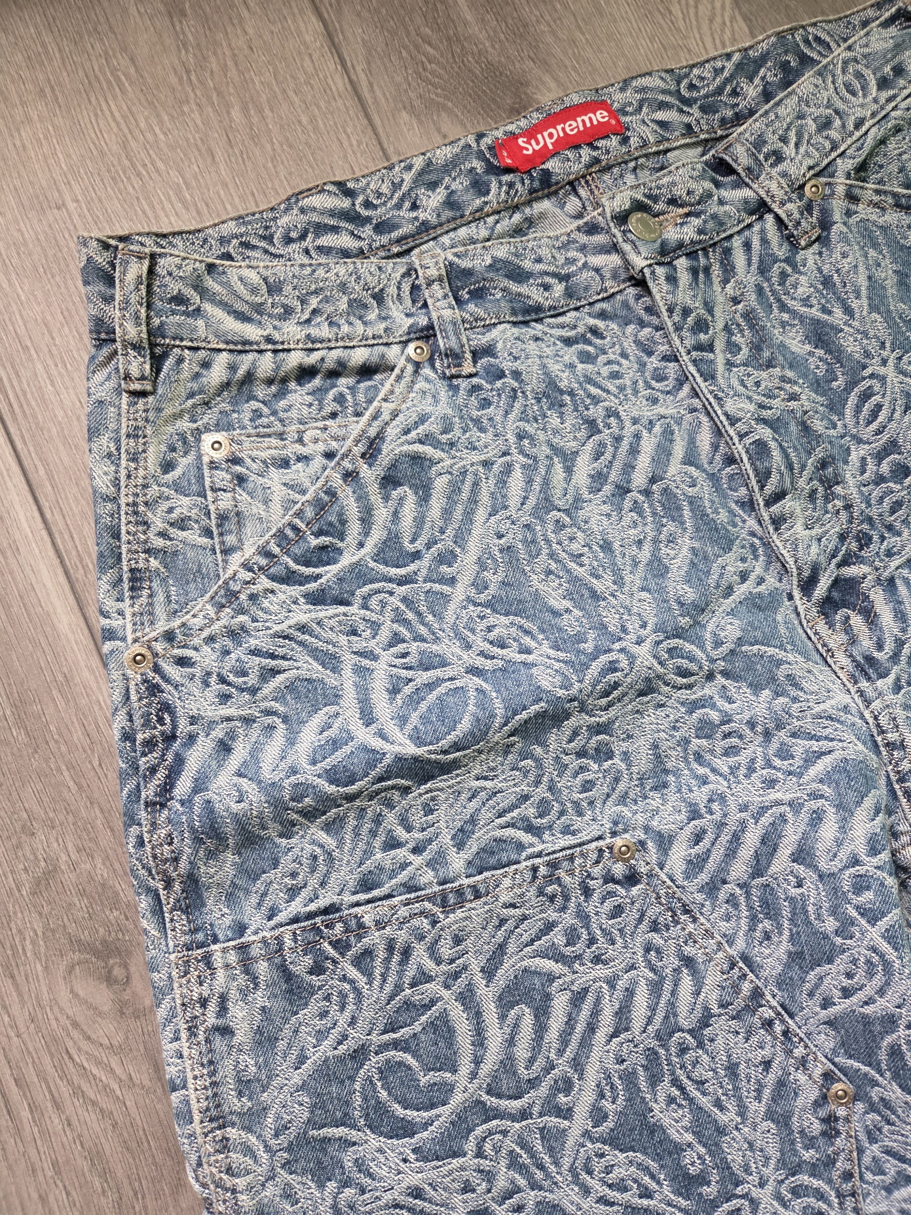 Supreme Supreme FW22 Script Jacquard Double Knee Denim Painter Pant Size US 34 / EU 50 - 2 Thumbnail