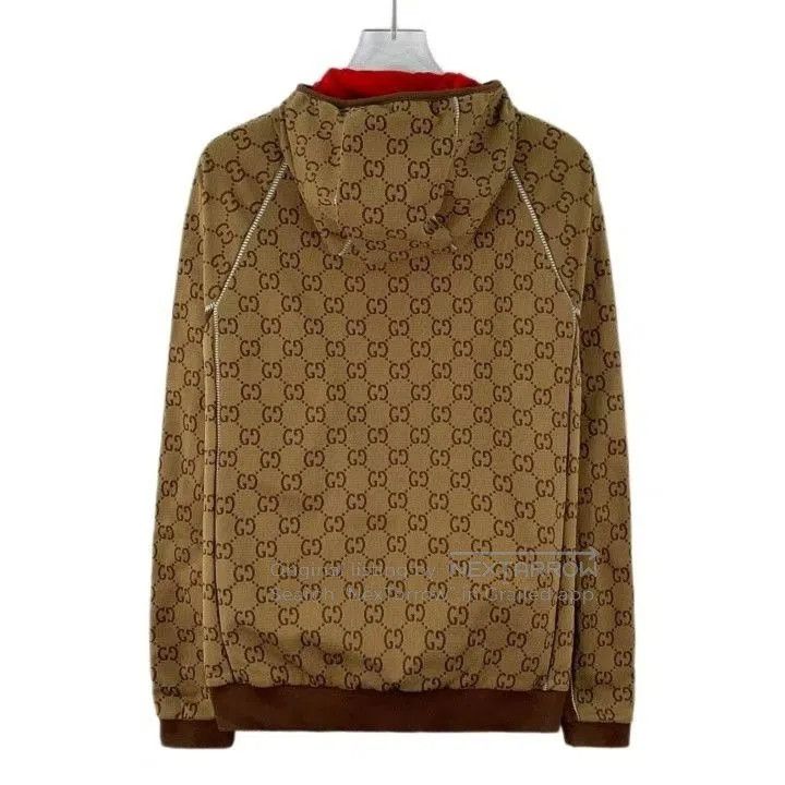 Gucci Gucci Brown Logo Jacquard Hooded Zip Jacket. Size US S / EU 44-46 / 1 - 2 Thumbnail