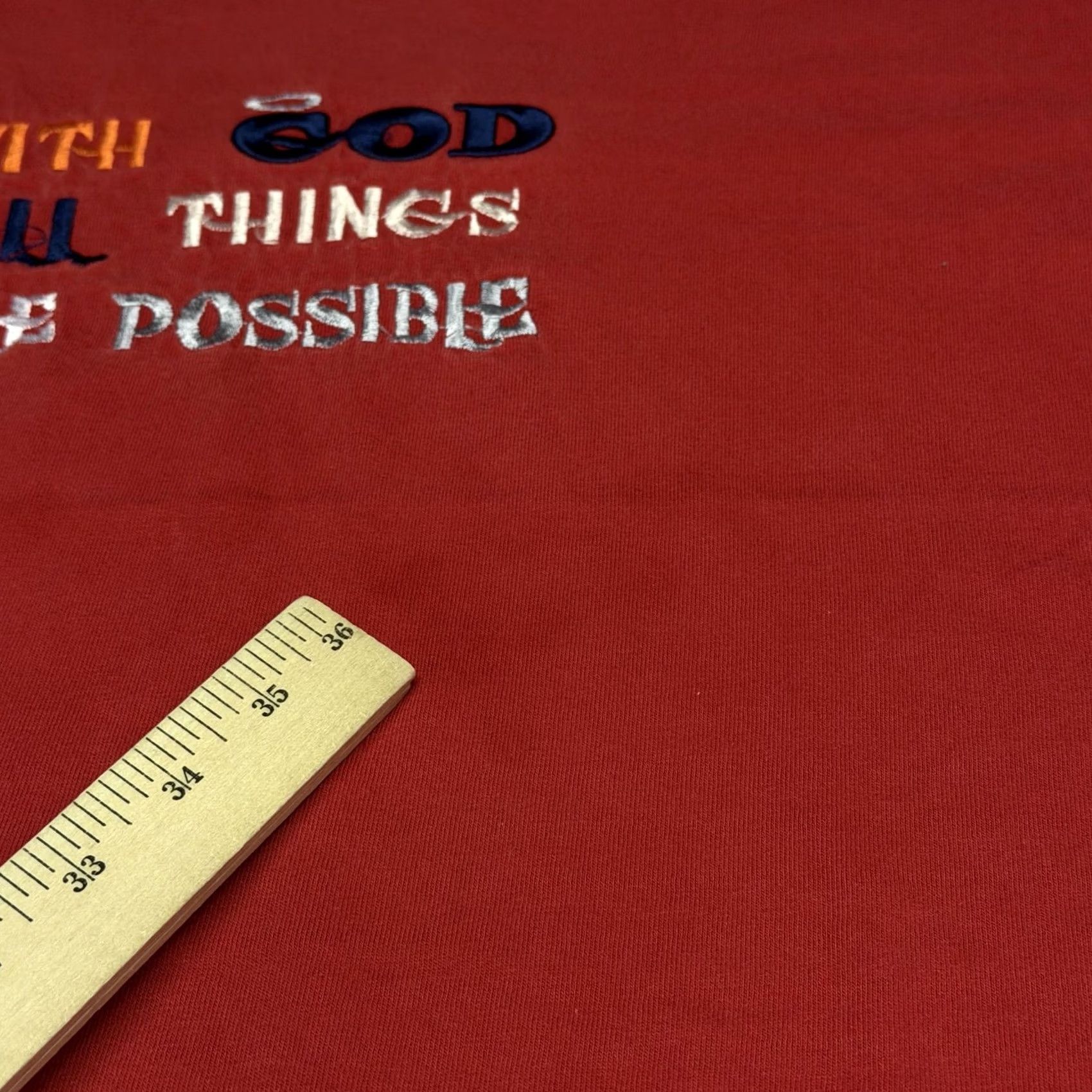 Vintage Shirt Christian Embroidered Red XL Mens With God All Things Are Possible Tee Size US XL / EU 56 / 4 - 6 Thumbnail
