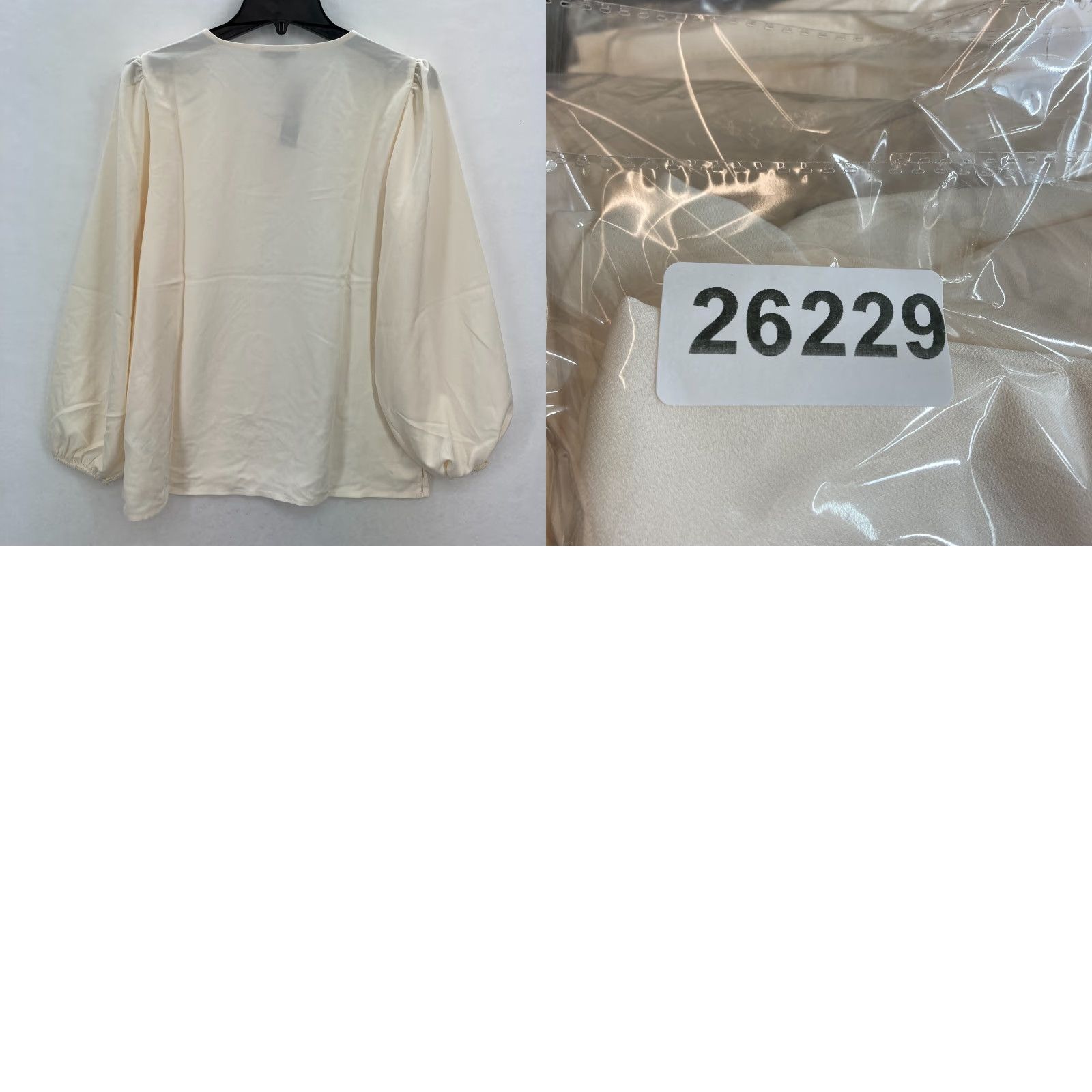 J.Crew J.CREW Puff Sleeve Satin Back Crepe Top Women's MT Tall Ivory Keyhole Neckline Blouse Size M / US 6-8 / IT 42-44 - 9 Thumbnail