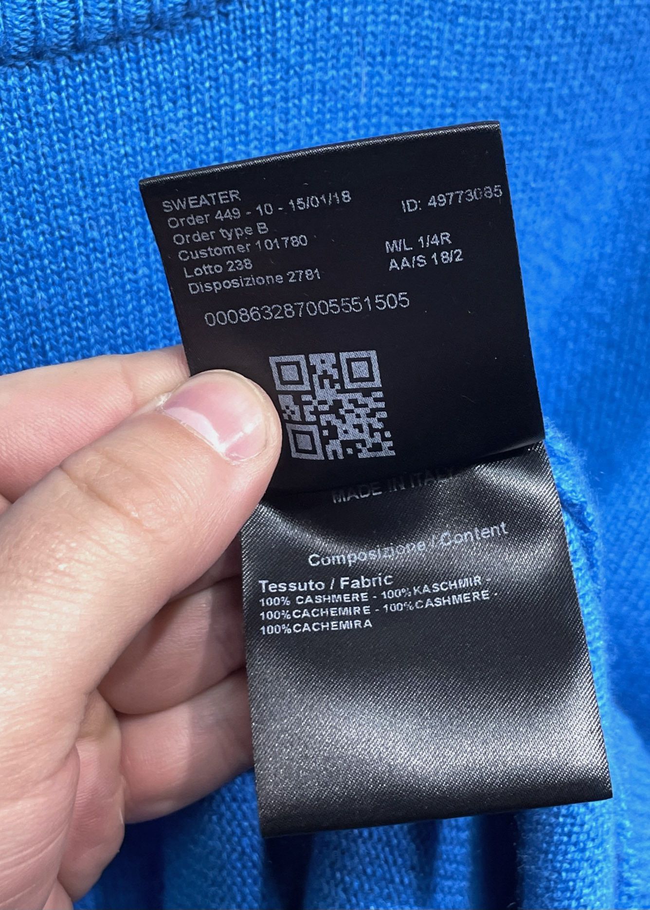 Calvin Klein 205W39NYC Calvin Klein 205W39NYC Blue Cashmere Sweater Size US L / EU 52-54 / 3 - 8 Thumbnail