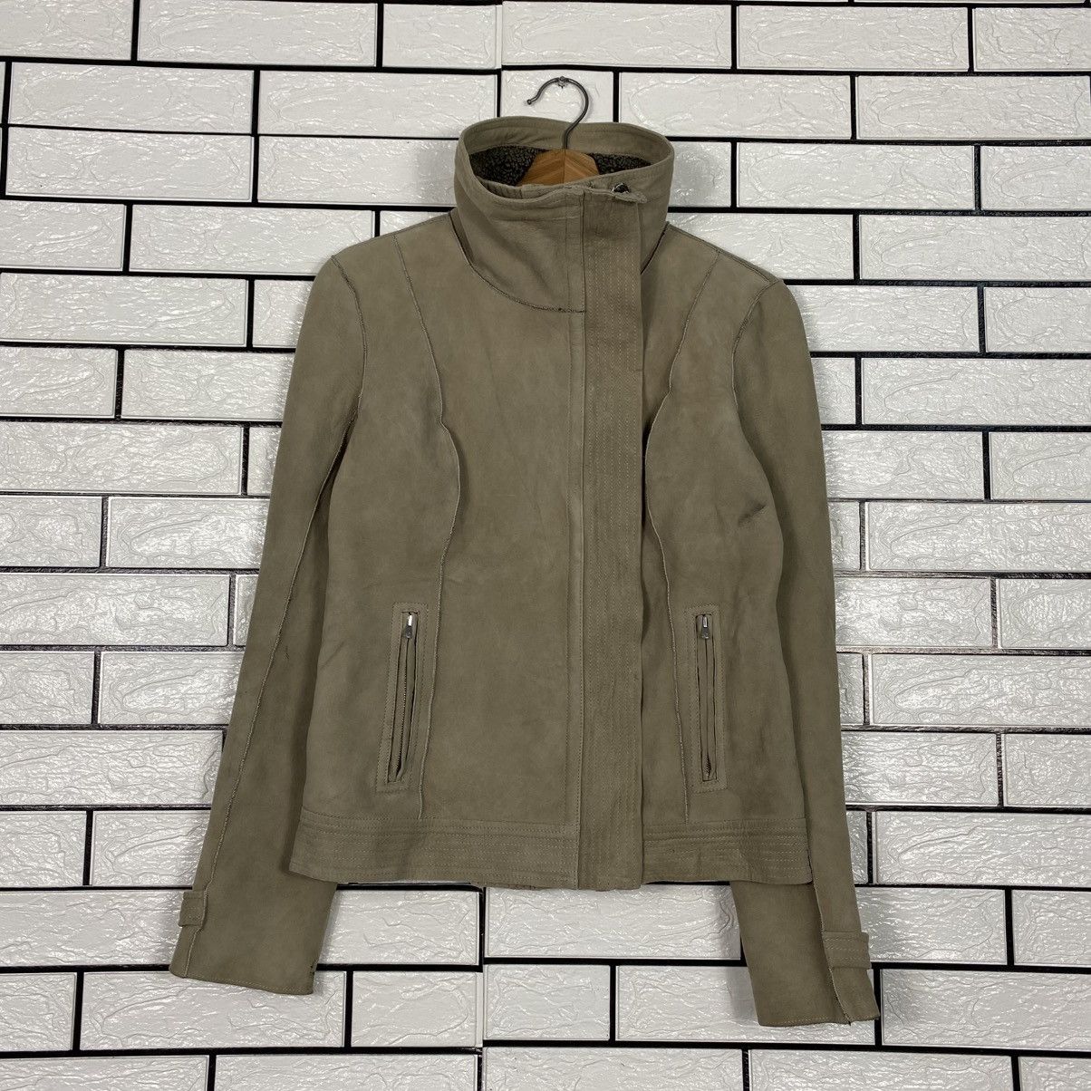 Issey Miyake 📌Cropped Biker Leather Jacket 7 Mamkind Double Collar Size US XS / EU 42 / 0 - 2 Thumbnail
