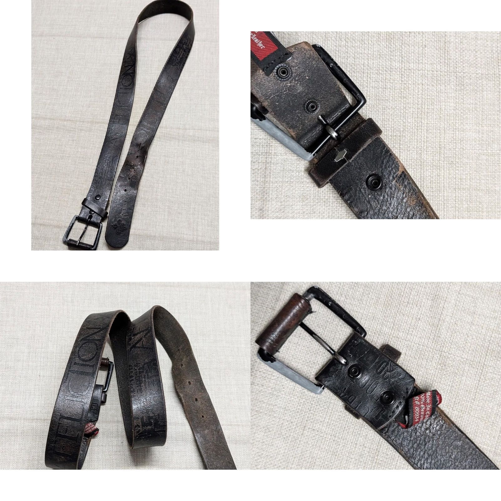 Affliction VINTAGE Affliction belt Western Belt XL 42 Cowhide brown leather Spellout buckle 1-5/8" XS? Size 42 - 9 Thumbnail