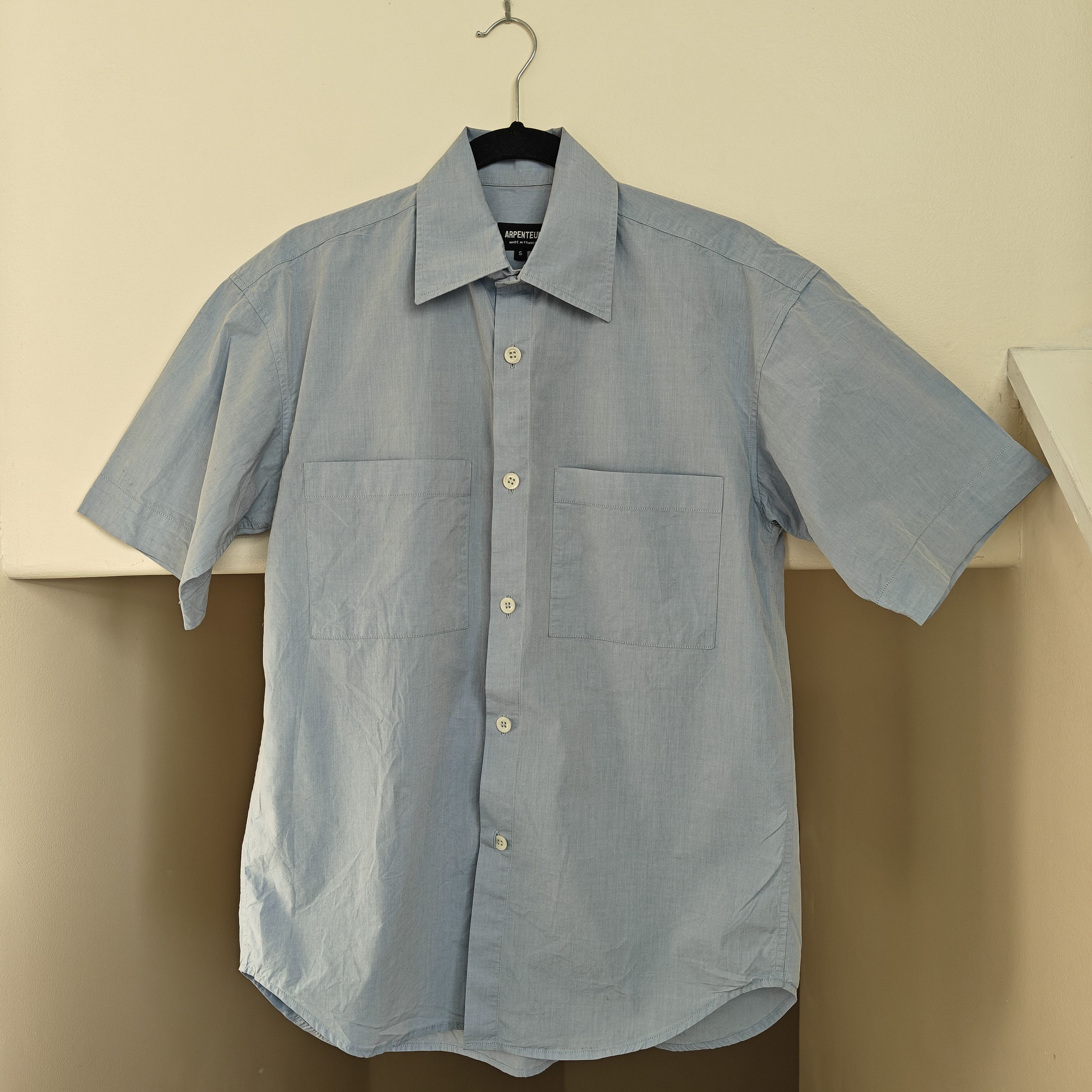 oversized fit blue cotton shirt short sleeve - France
