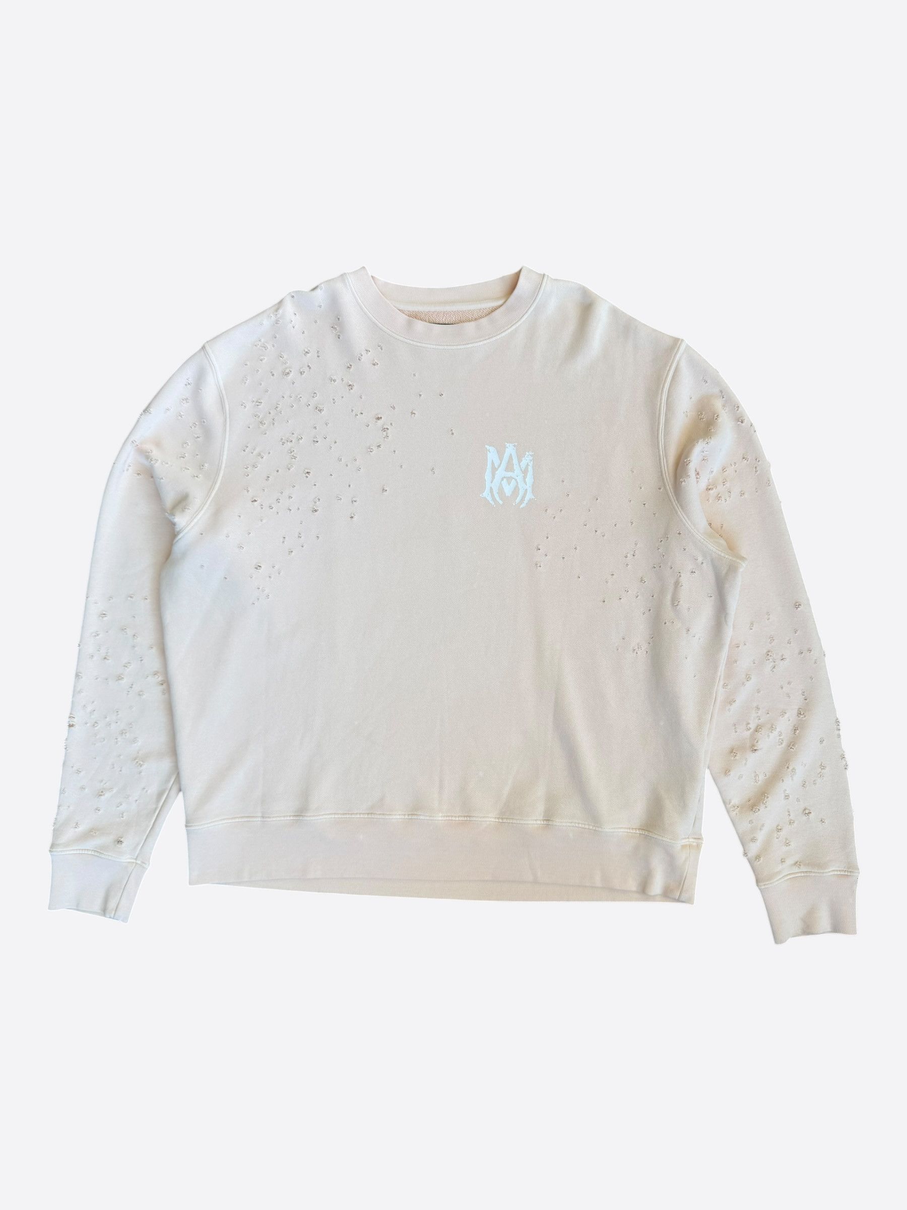 Amiri Amiri Cream MA Logo Shotgun Sweater Size US XXL / EU 58 / 5 - 1 Thumbnail