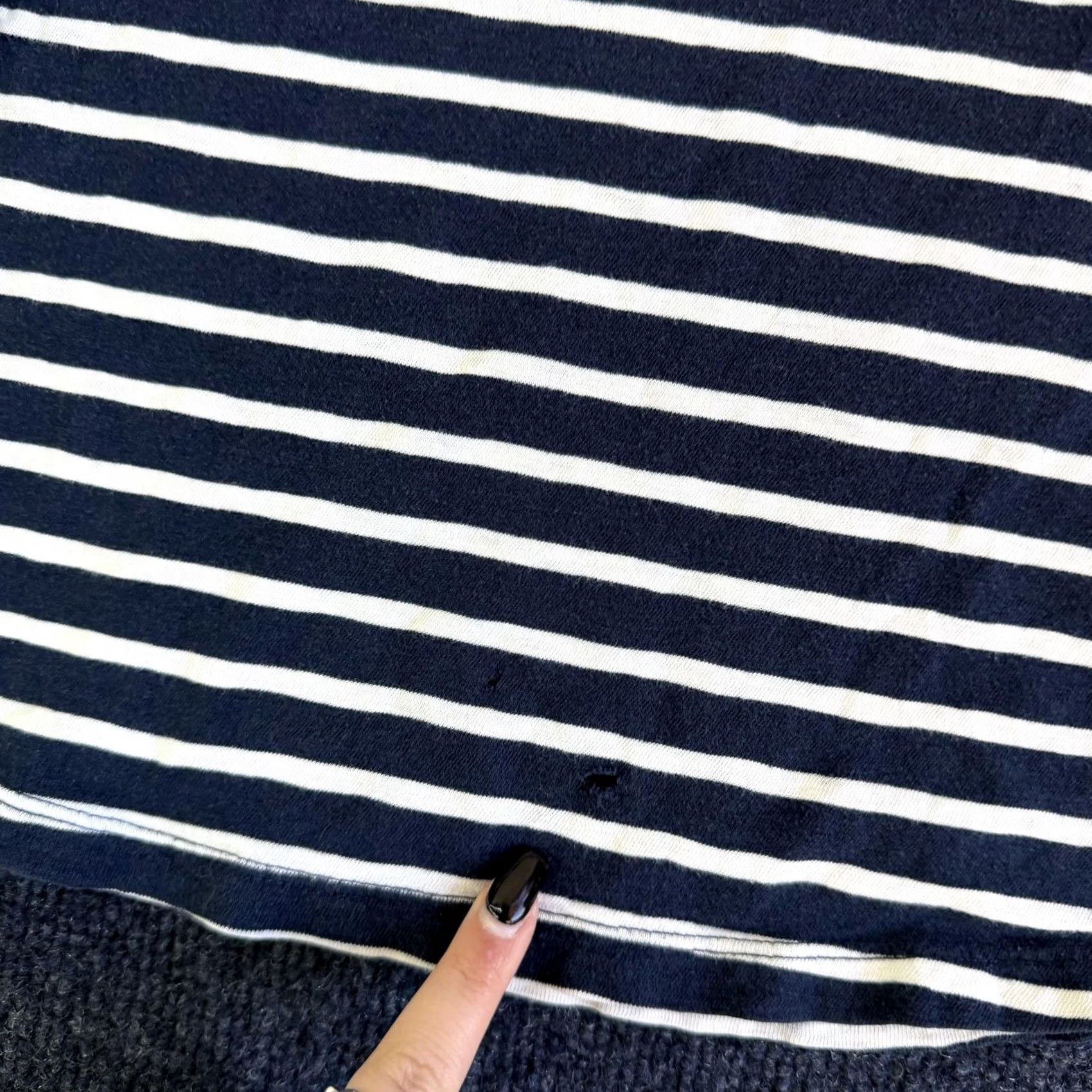Willi Smith Willi Smith Shirt Womens M Navy Stripe Boat Neck 3/4 Sleeve Top Size M / US 6-8 / IT 42-44 - 2 Thumbnail