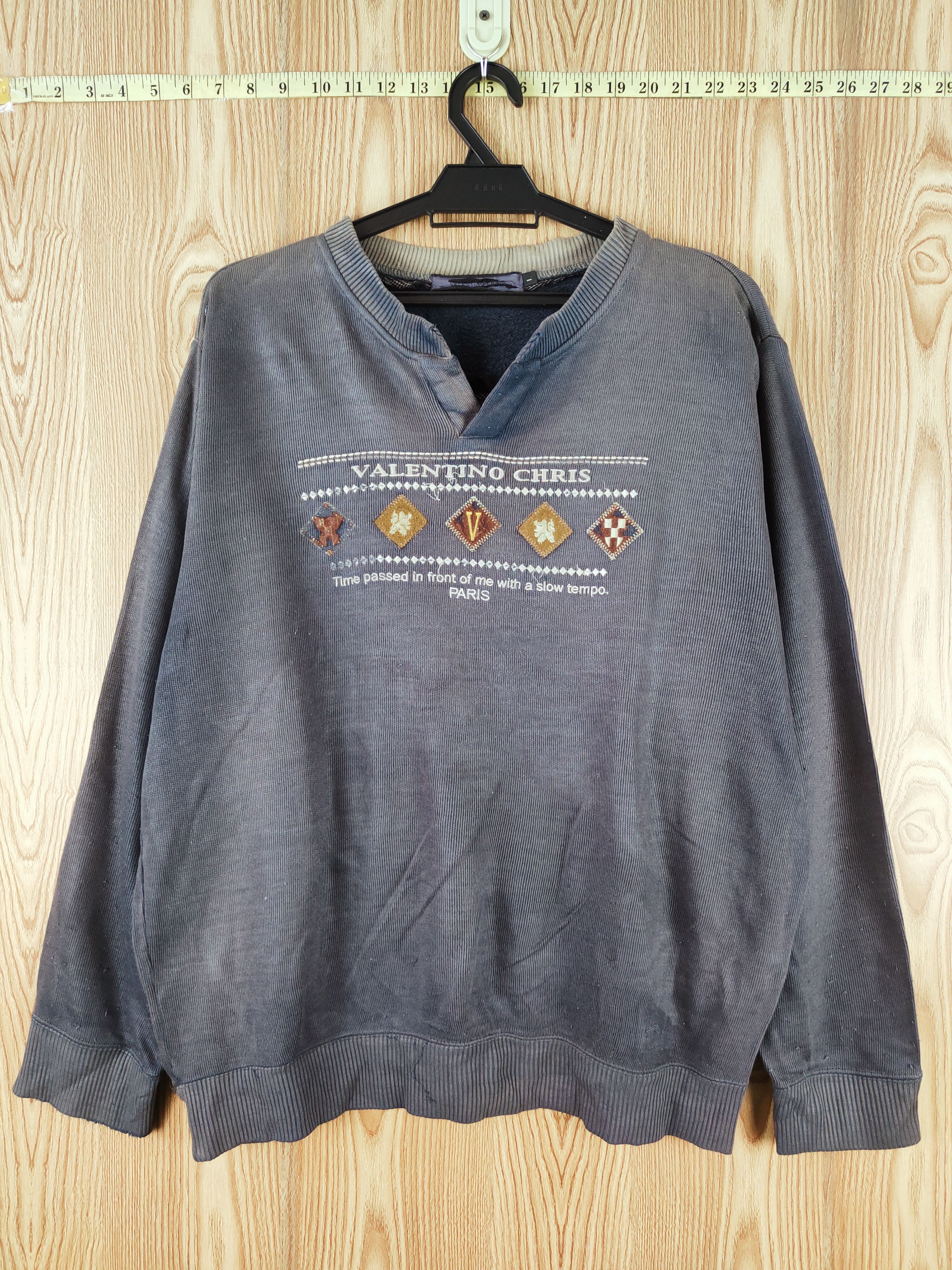 Japanese Brand × Vintage Valentino Chris Dark Blue Faded Sweatshirts Size US L / EU 52-54 / 3 - 1 Thumbnail