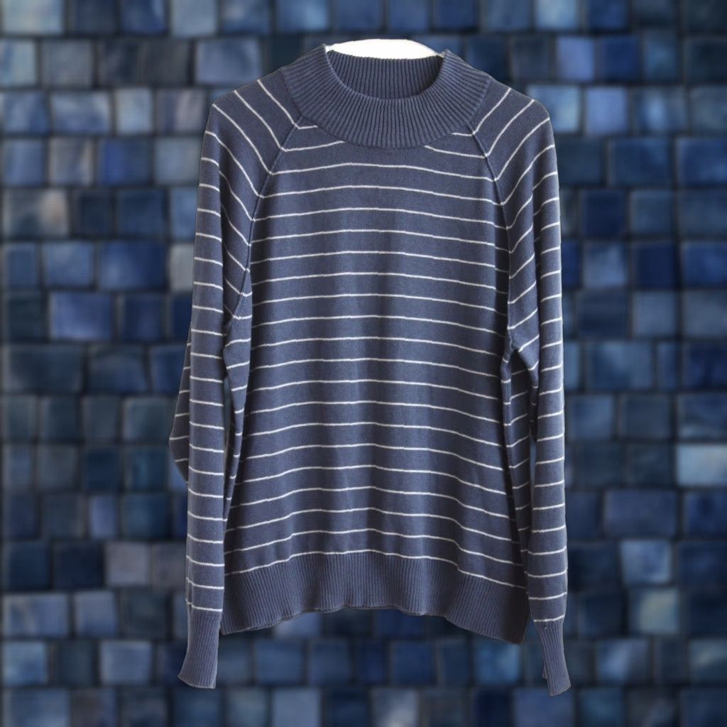 Orvis Orvis XL Cotton Cashmere Knit Striped Blue White Sweater Pullover Long Sleeve Mens Size US XL / EU 56 / 4 - 1 Thumbnail