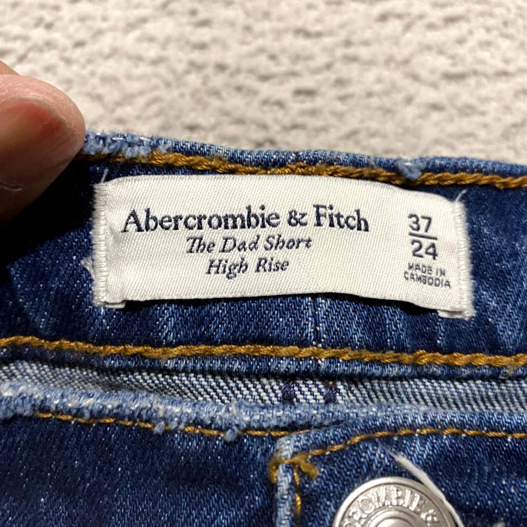 Abercrombie & Fitch Abercrombie & Fitch Womens Plus Jean Shorts Blue Denim High Rise Cut-Off 5-Pocket Logo Button Stretch Casual Summer 24 Mens? Size 42" / US 20 - 3 Thumbnail