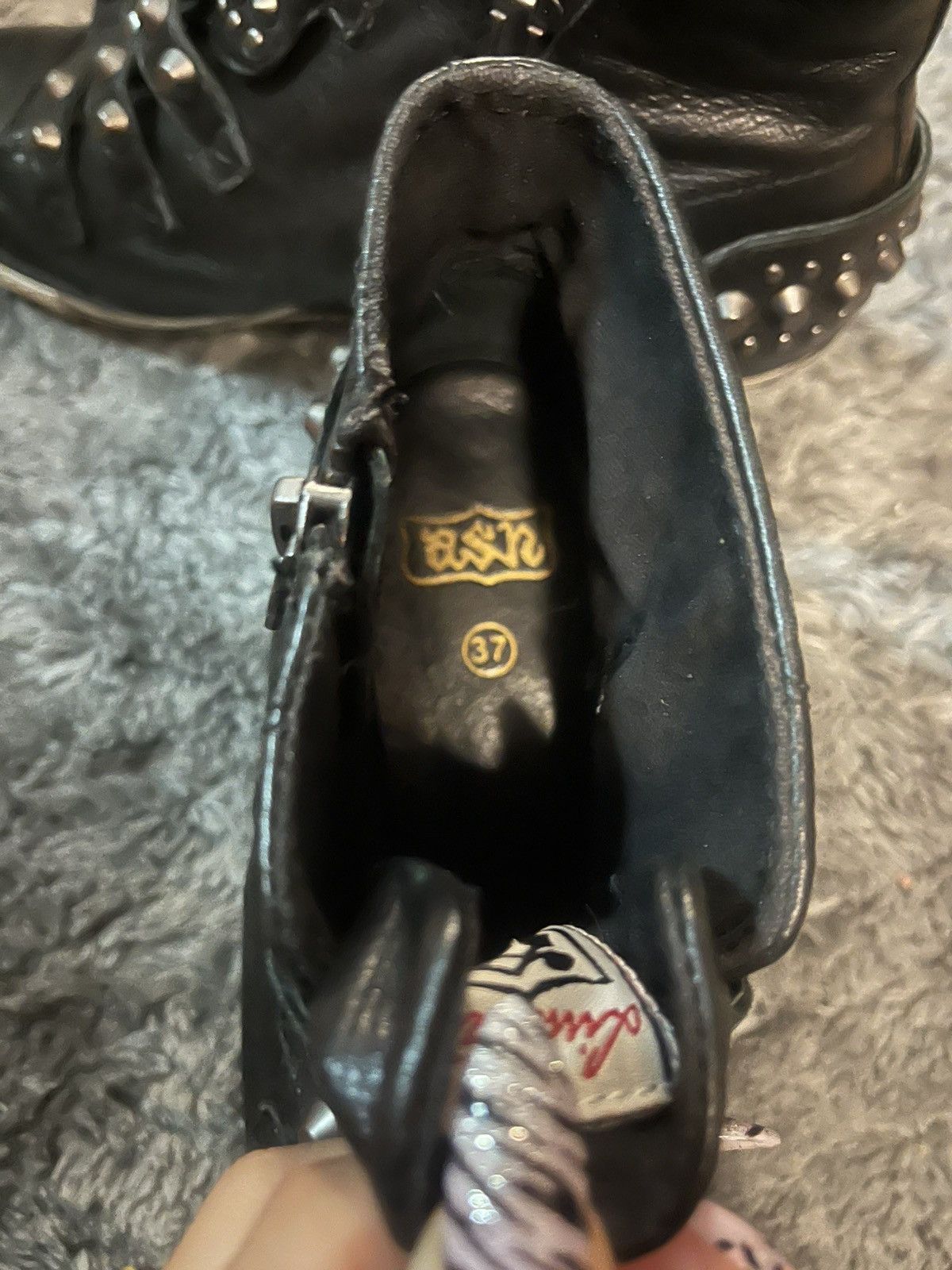 ASH Ash black leather studded wedges Size US 7 / IT 37 - 6 Thumbnail