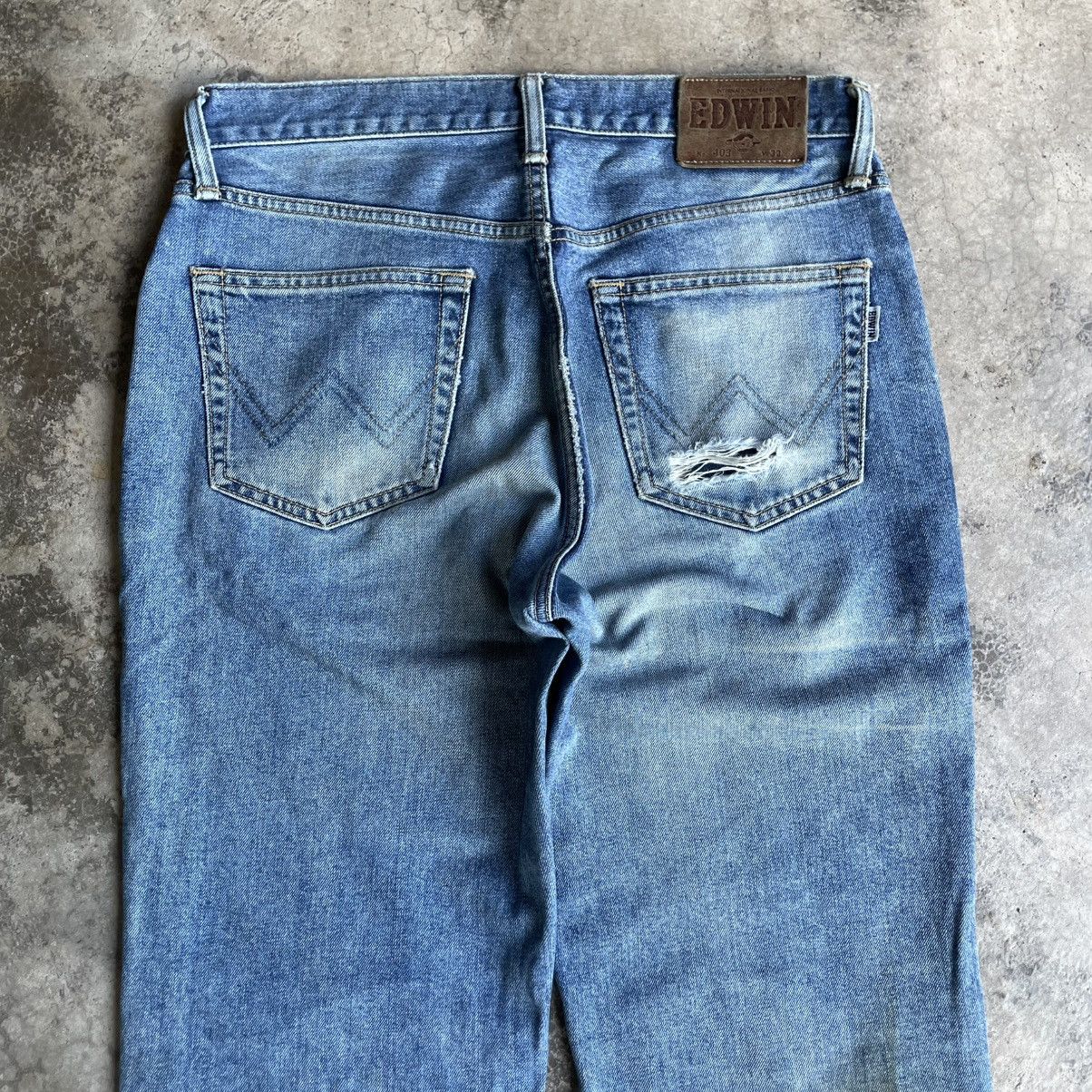 Edwin 🔥Vintage Edwin 403 Stoned Washed Ripped Distress Denim Jeans Size US 31 - 5 Thumbnail