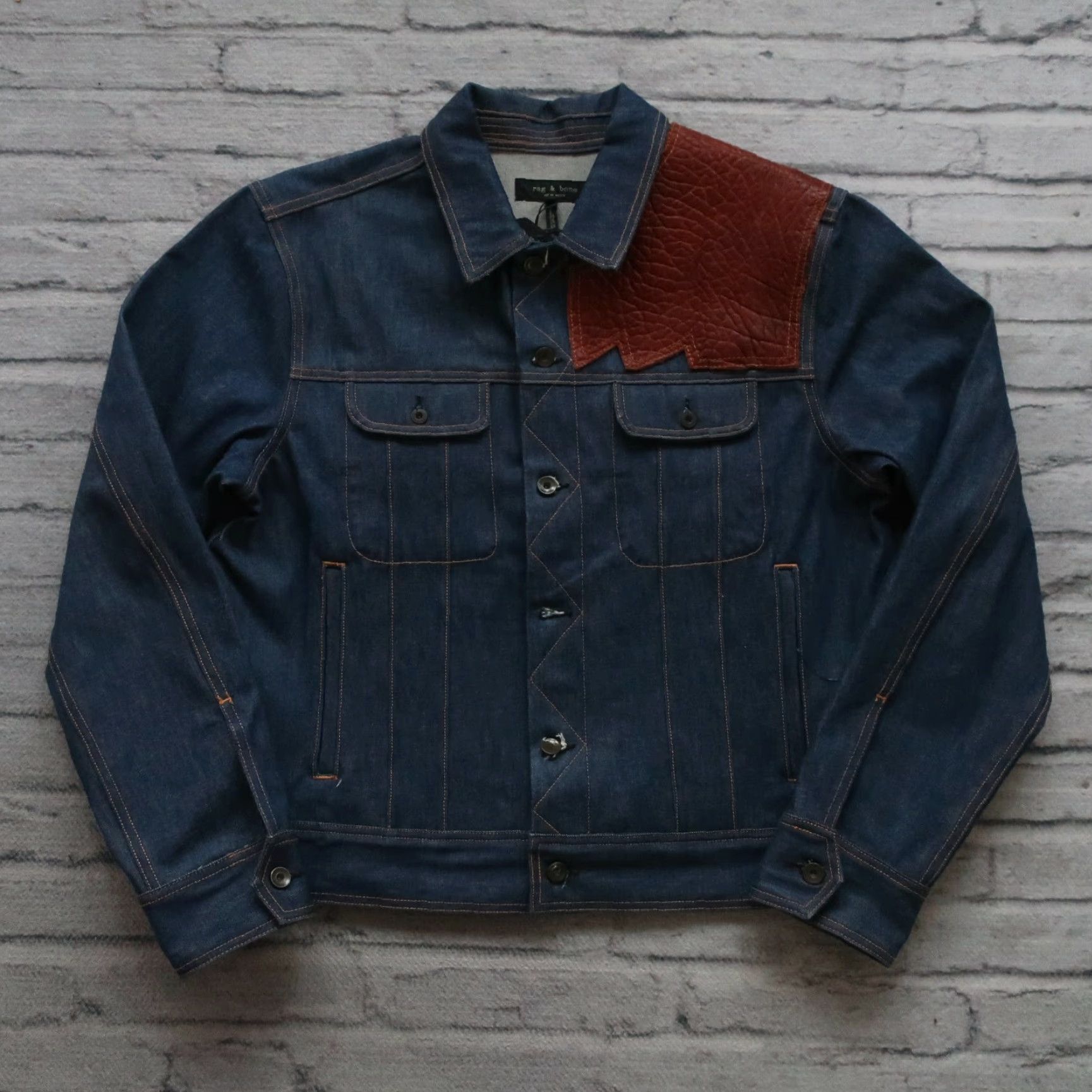 Rag & Bone Rag & Bone Denim Trucker Jacket - Dark Wash Selvedge Denim - XX-Large - Men - Jeans Jacket Size US 39 - 2 Thumbnail
