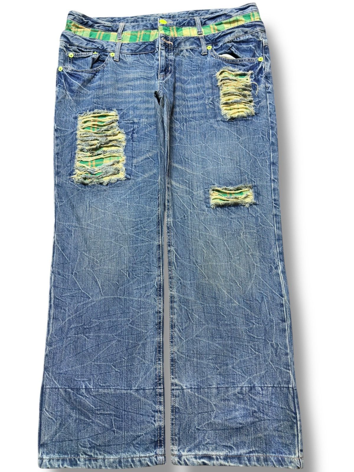Hysteric Glamour Vintage Japanese Brand Double Waist Baggy Honeycomb Denim Size US 41 - 1 Thumbnail