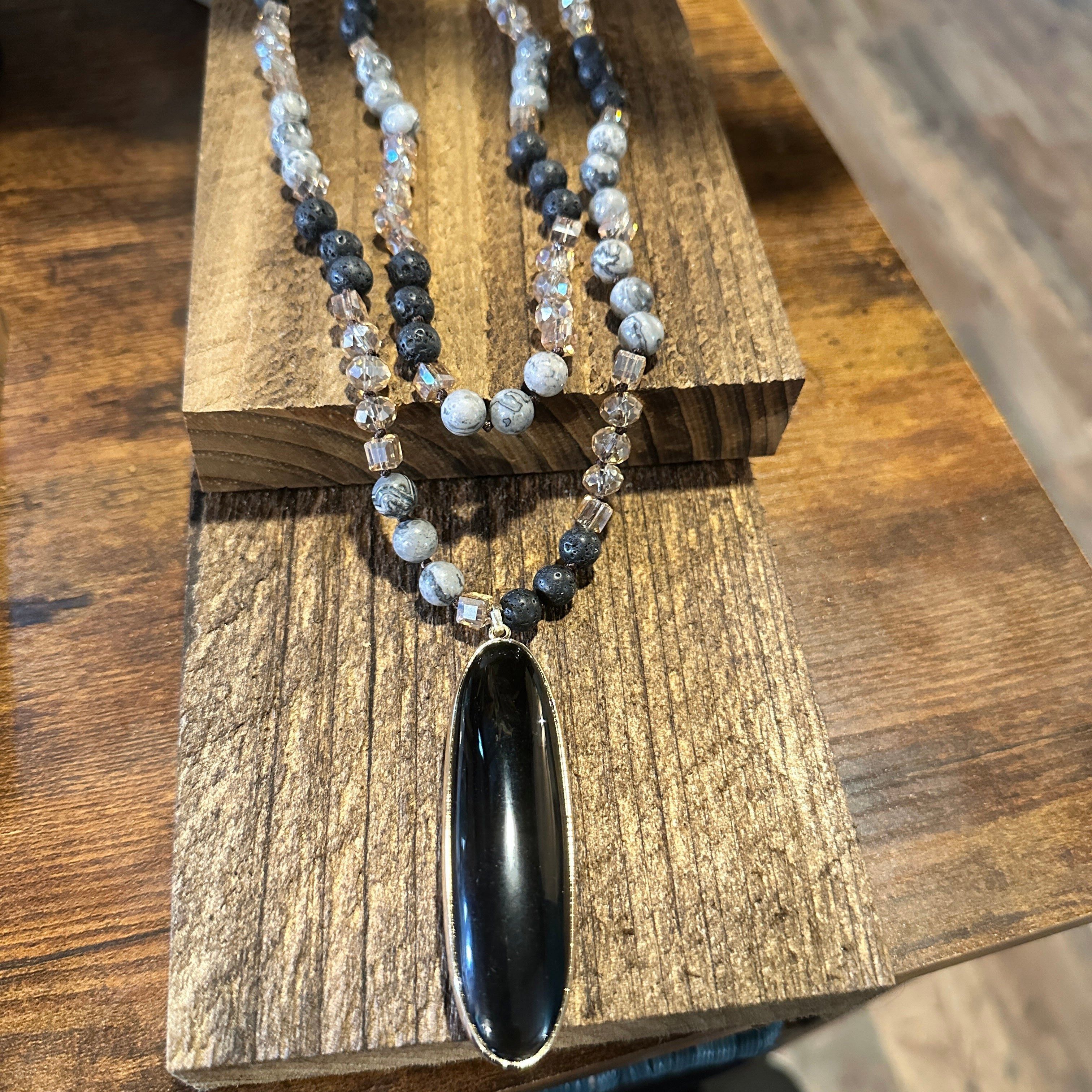 Other Bohemian Vintage Natural Stone & Glass Beaded Knot Necklace Size ONE SIZE - 5 Thumbnail